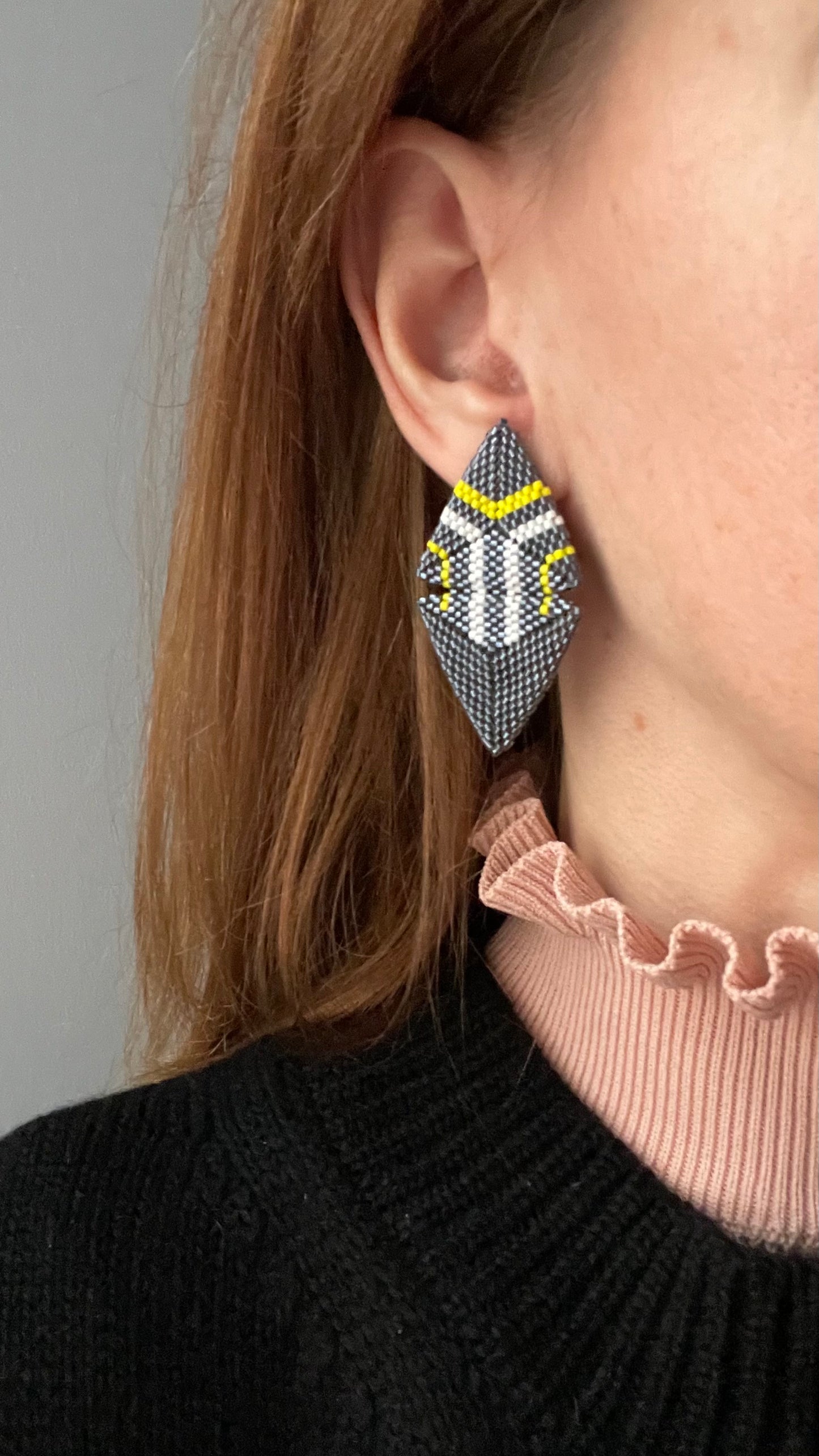 Large Triangle seed beads Earrings