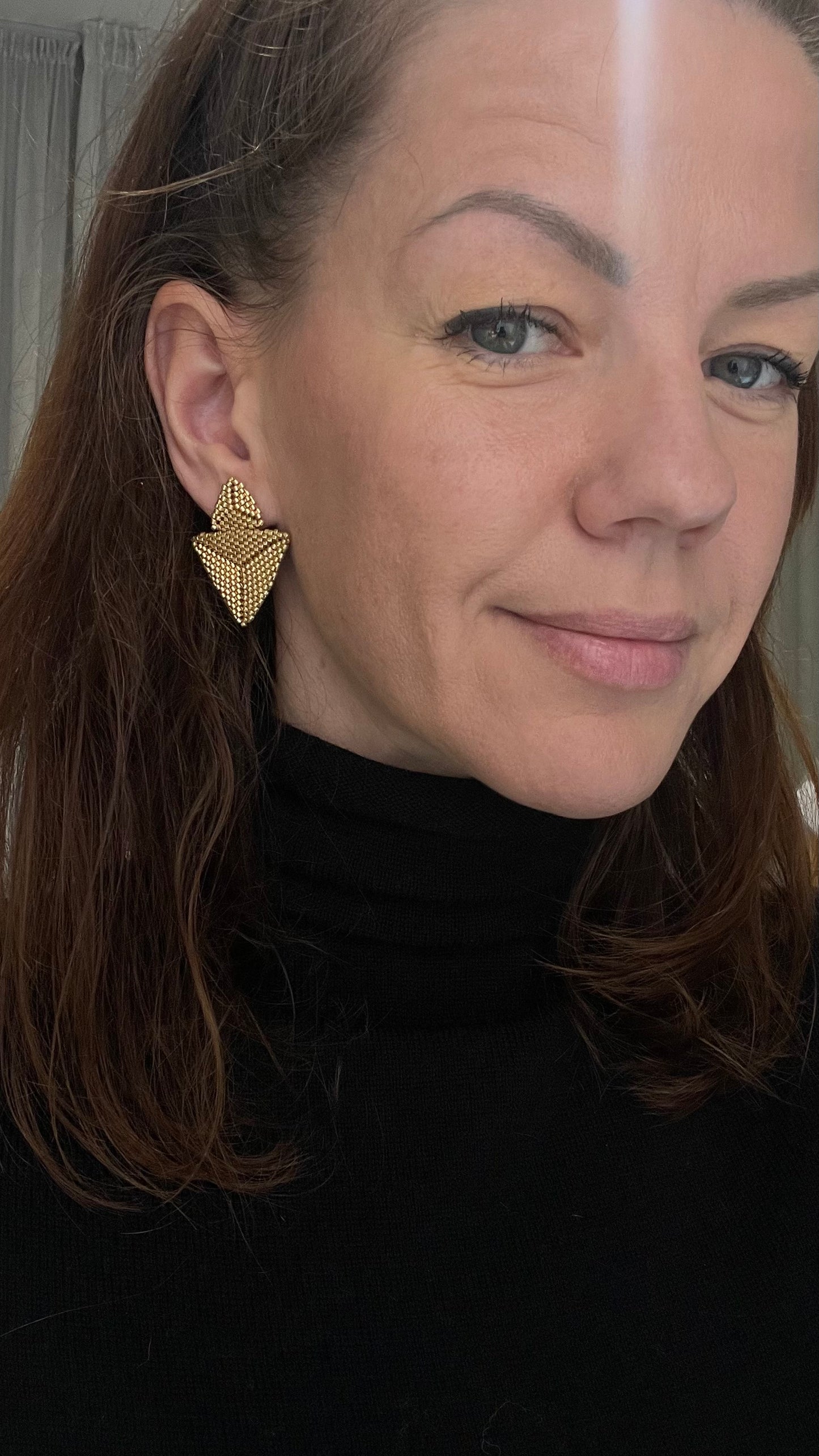 Geometric gold tone earrings