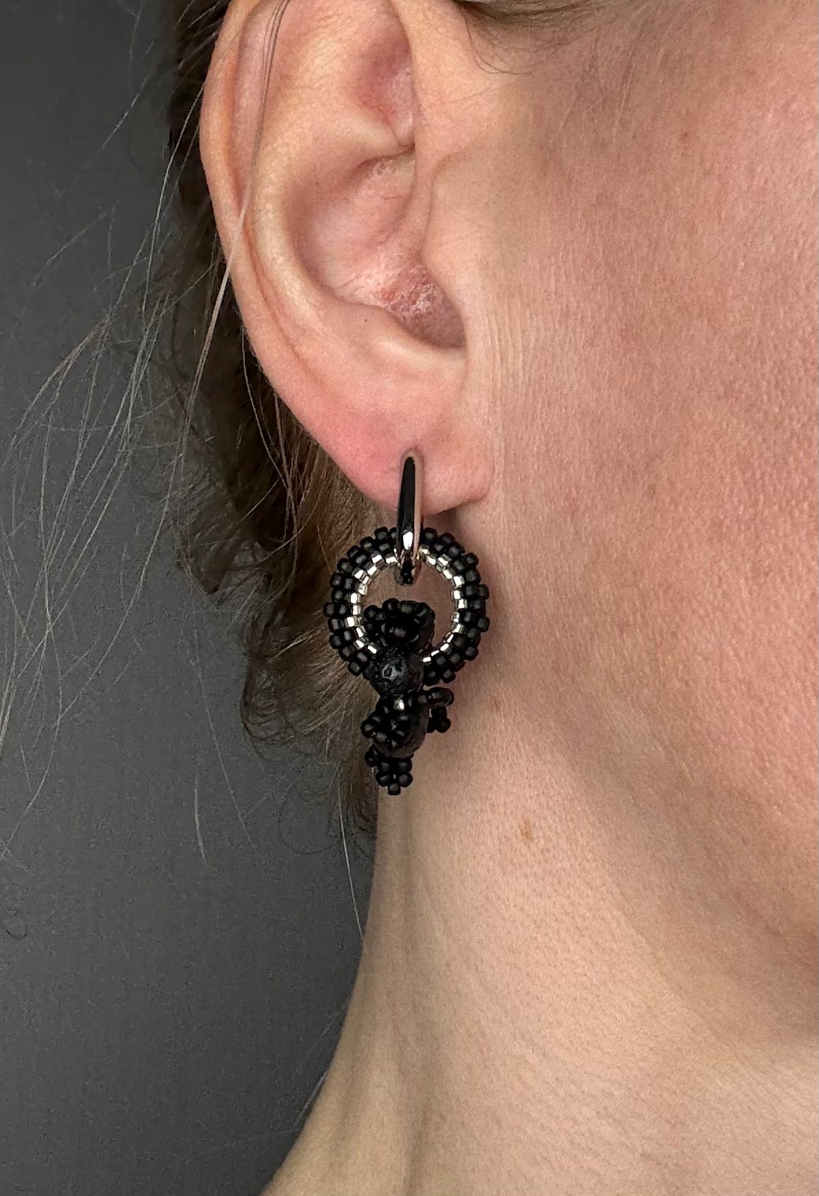 Beaded Black Earrings