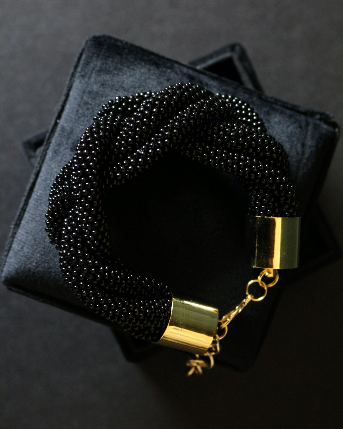 LargeBlack shiny braided Bracelet