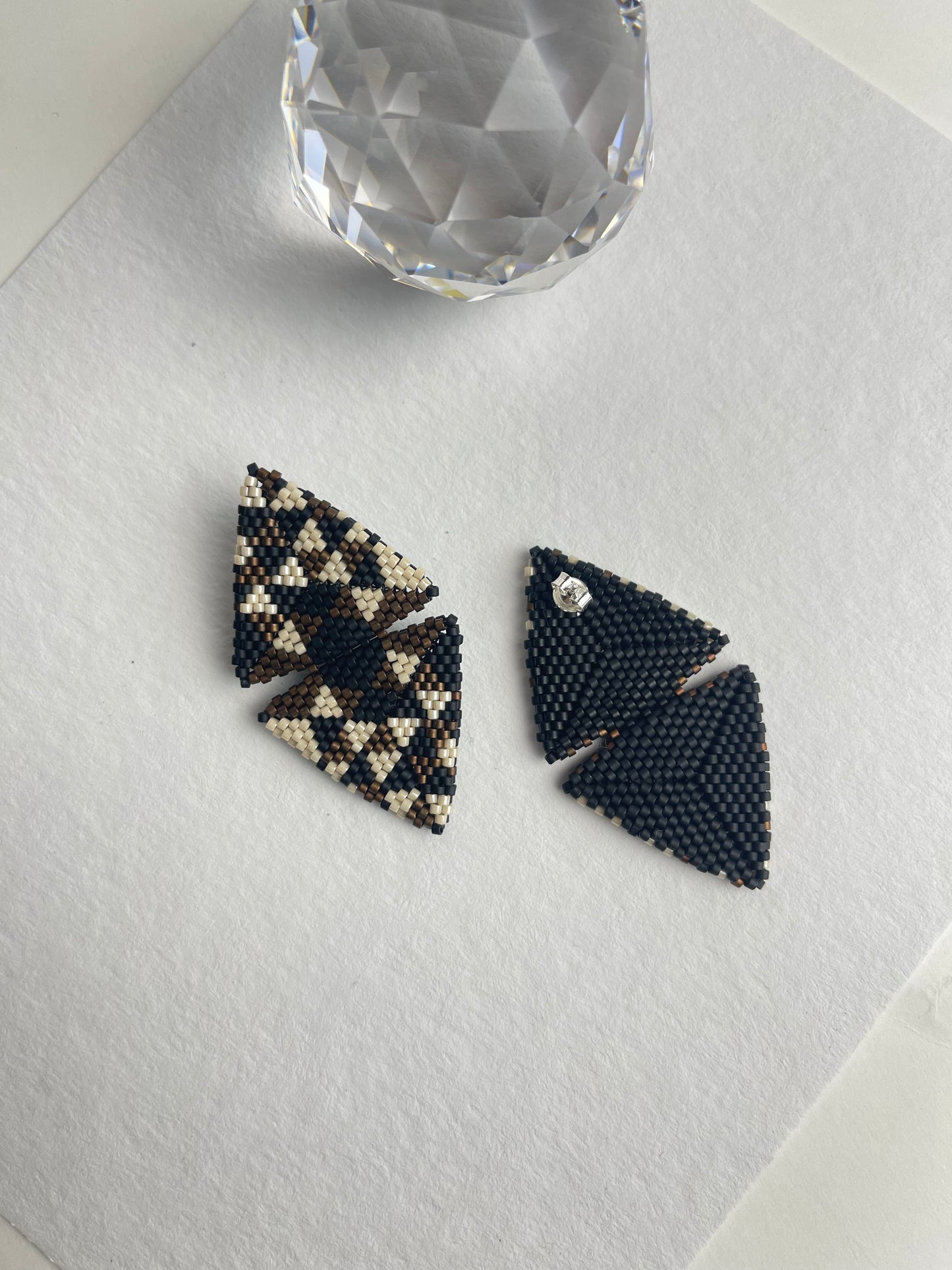 Large triangle seed beads earrings