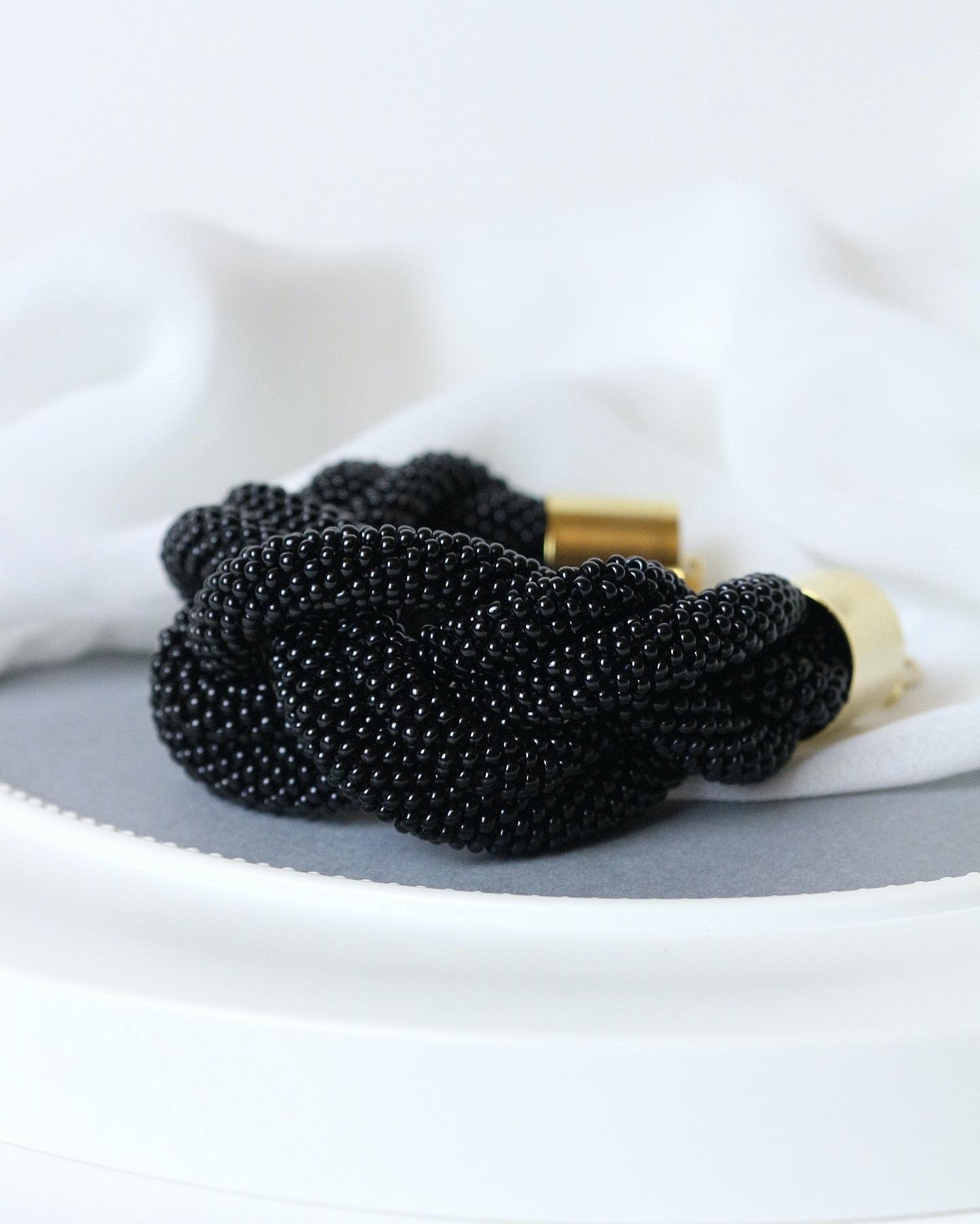 LargeBlack shiny braided Bracelet