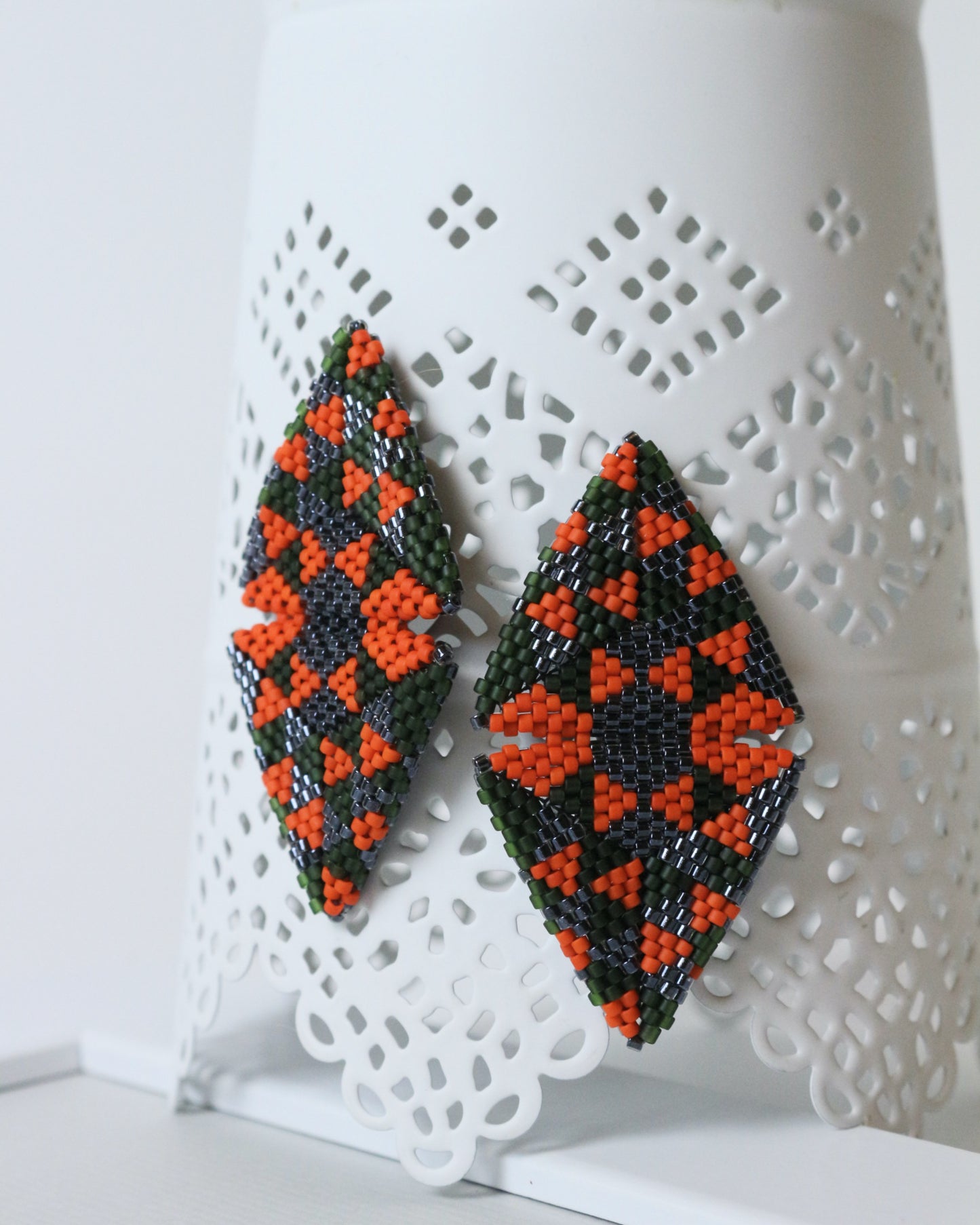Large Triangle Seed Beads Multicolour Earrings