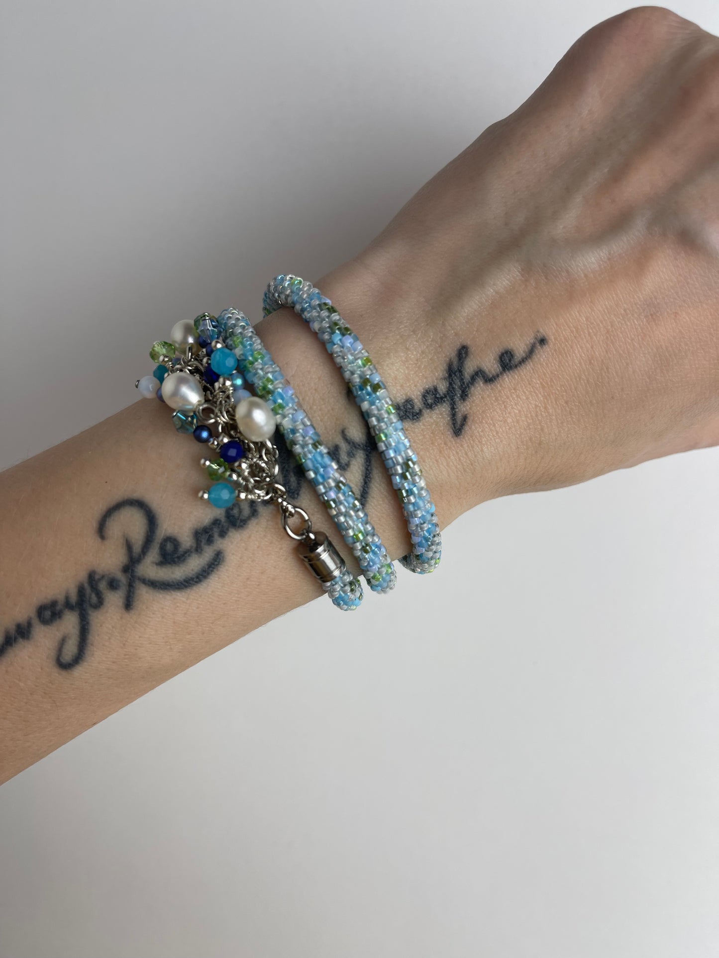 Beautiful blue mix shades necklace that can also be worn as a bracelet