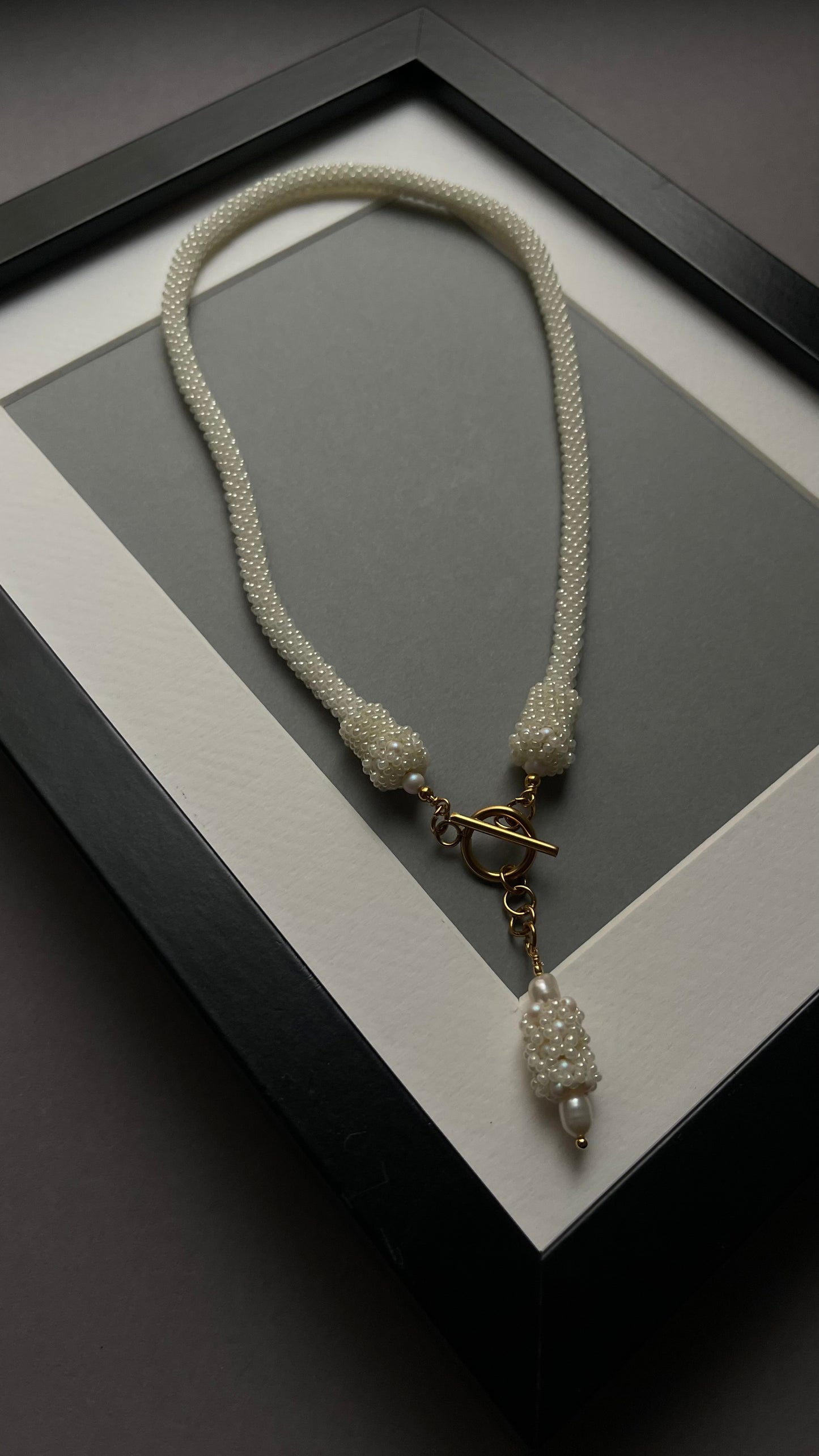 White seed beads necklace