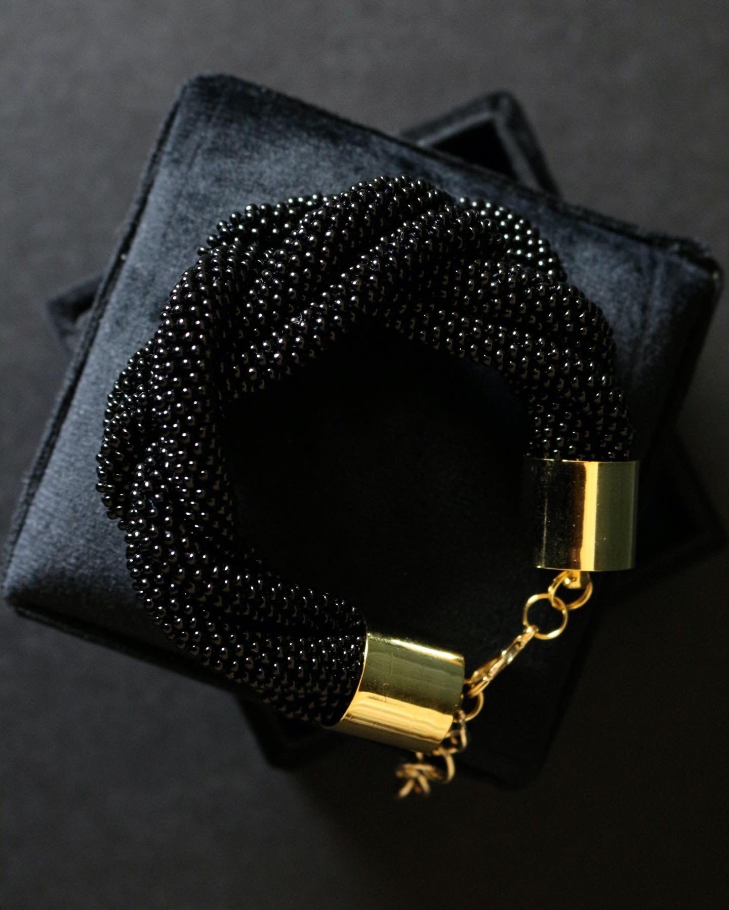 LargeBlack shiny braided Bracelet