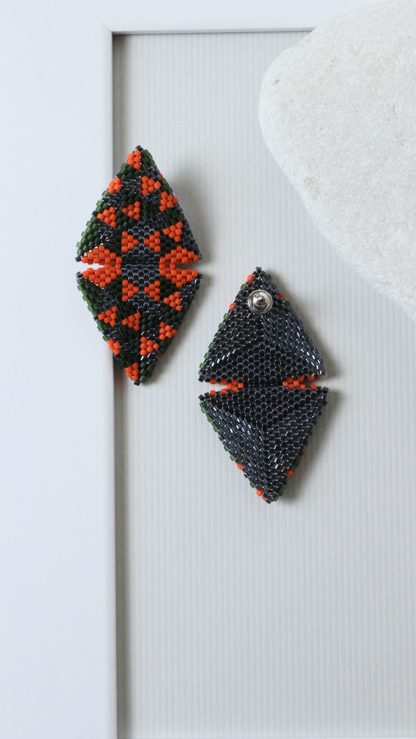 Large Triangle Seed Beads Multicolour Earrings