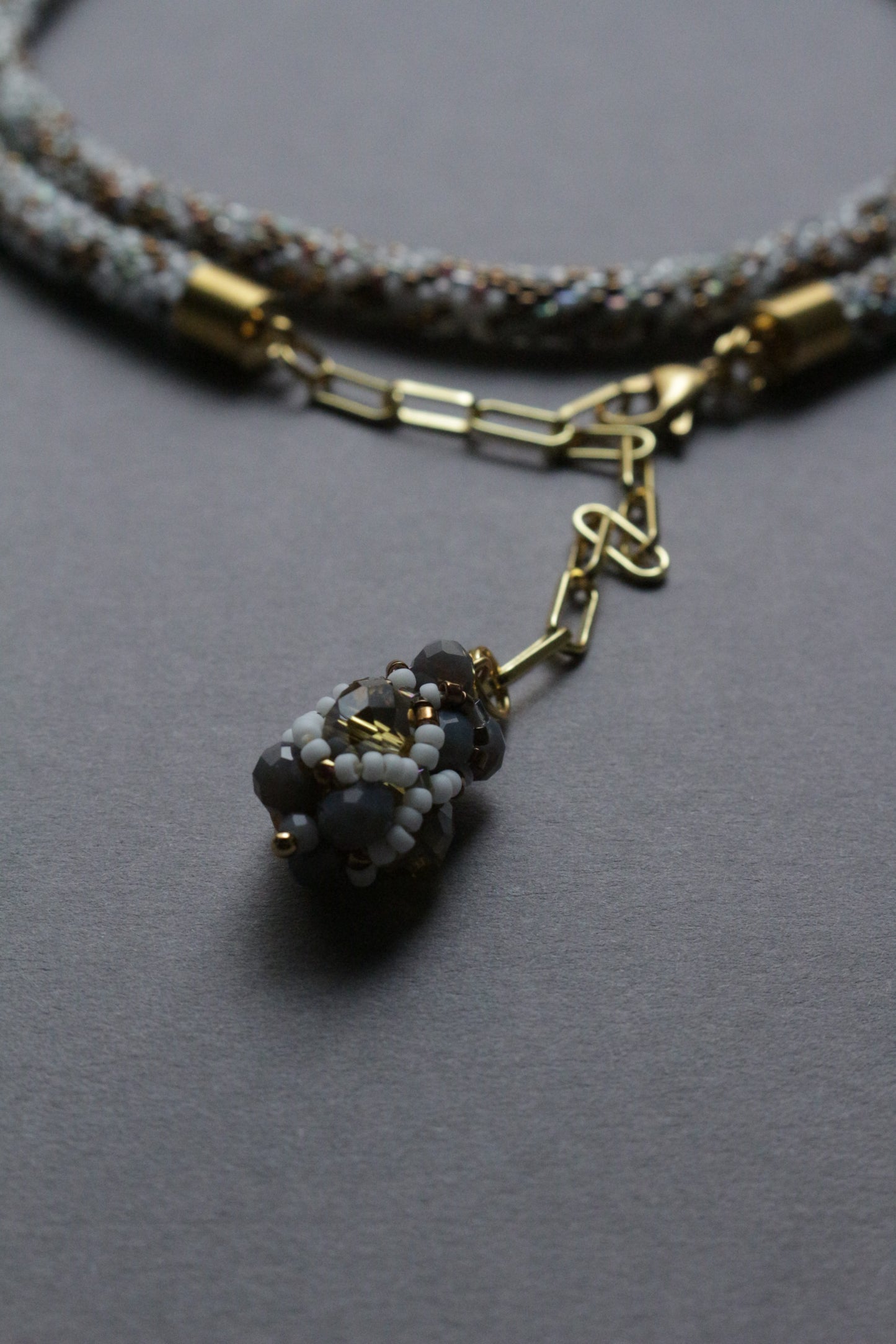 Multicolour Double Choker with Beaded Element