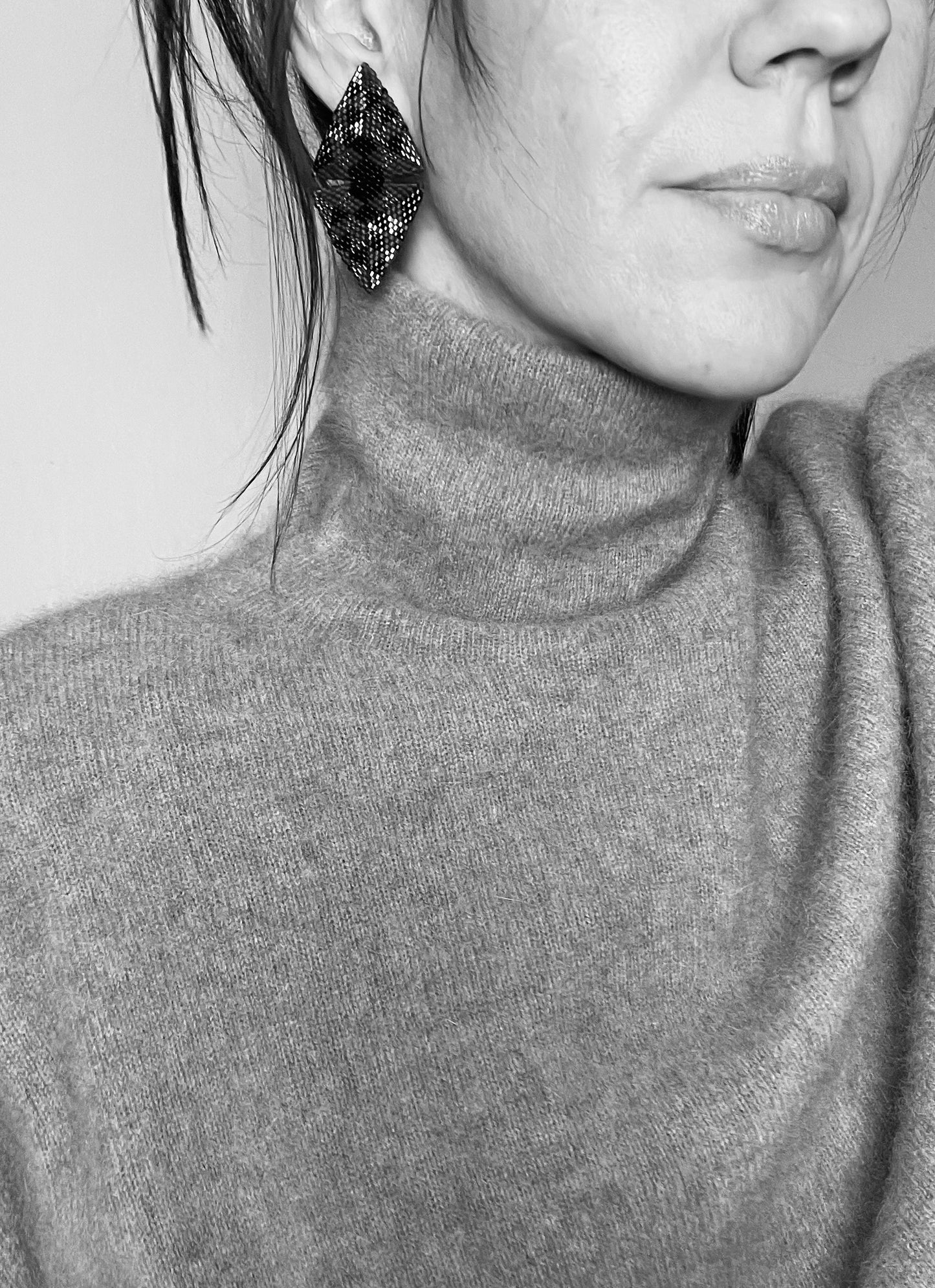 Large Triangle seed beads earrings