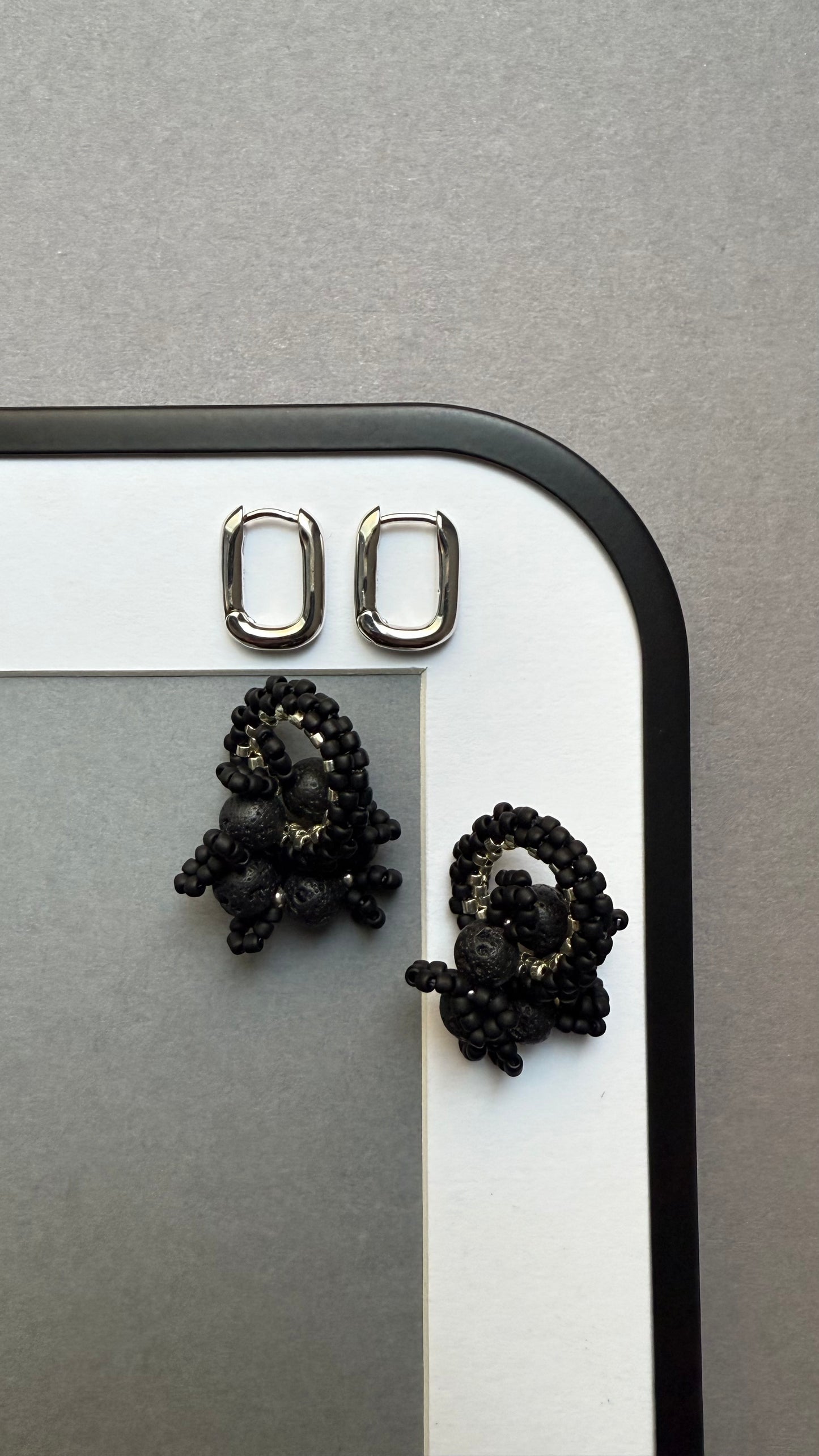 Beaded Black Earrings