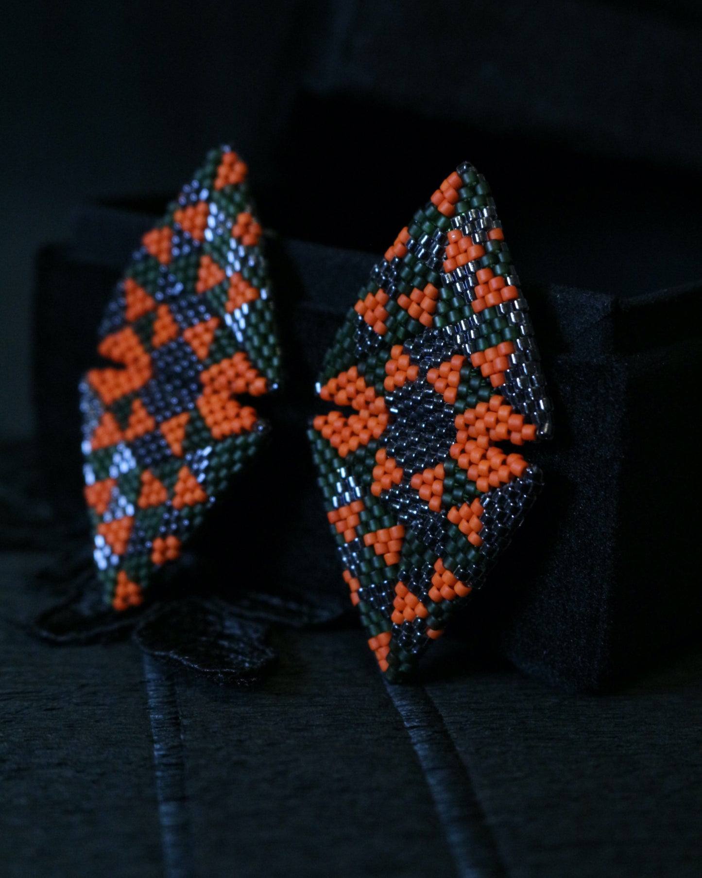 Large Triangle Seed Beads Multicolour Earrings