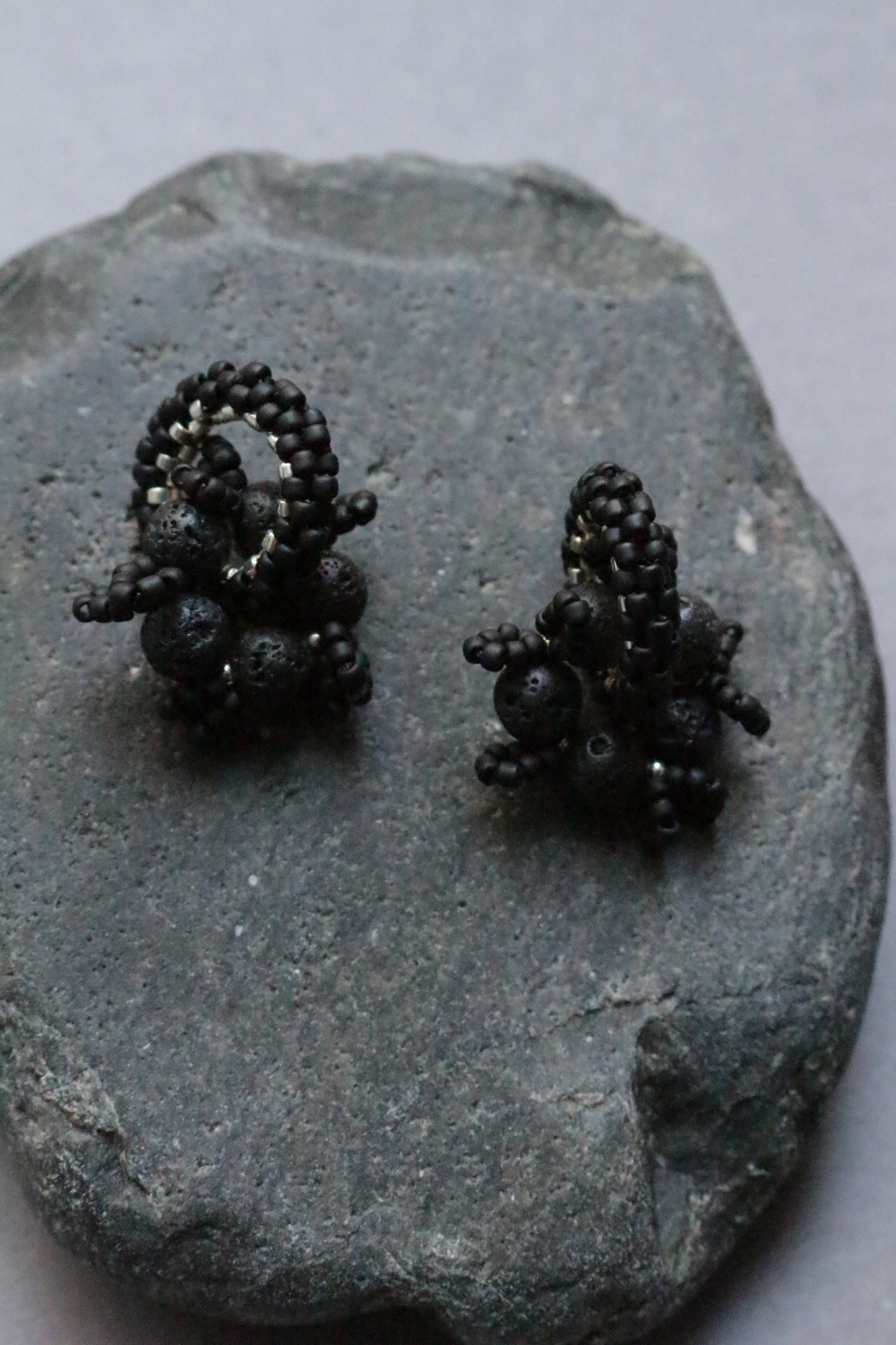 Beaded Black Earrings