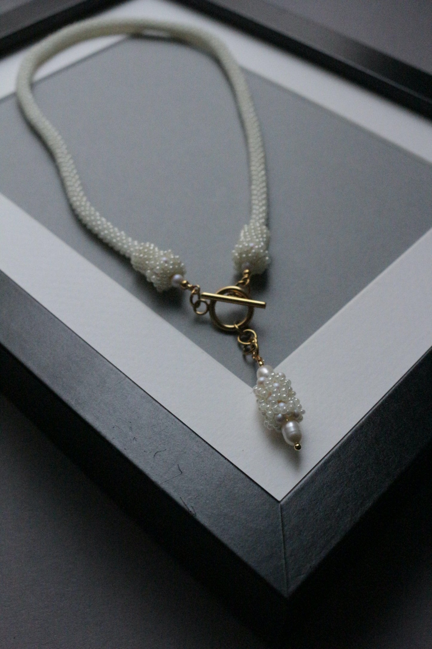White seed beads necklace