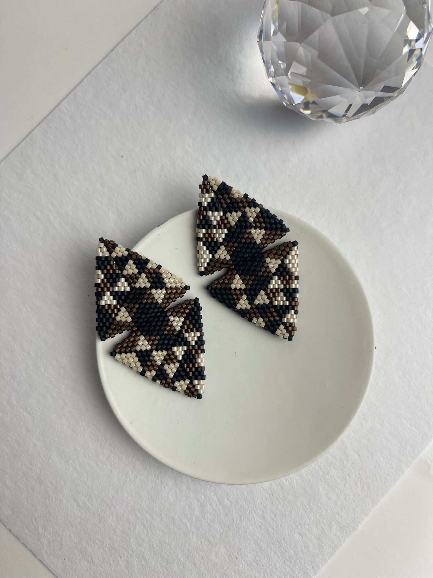 Large triangle seed beads earrings