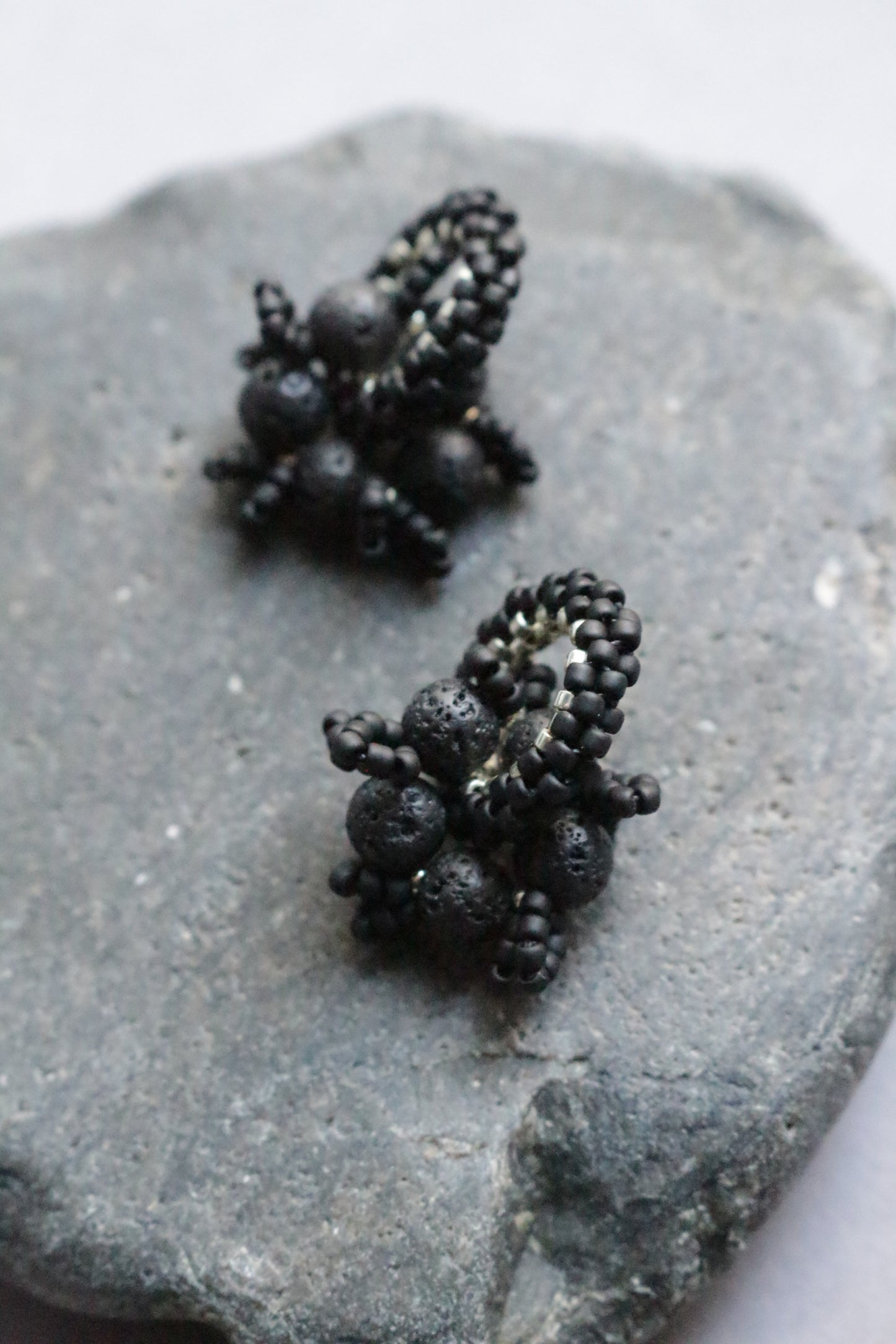 Beaded Black Earrings