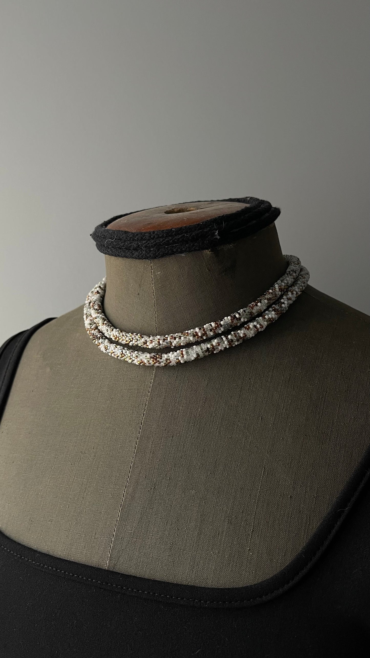 Multicolour Double Choker with Beaded Element