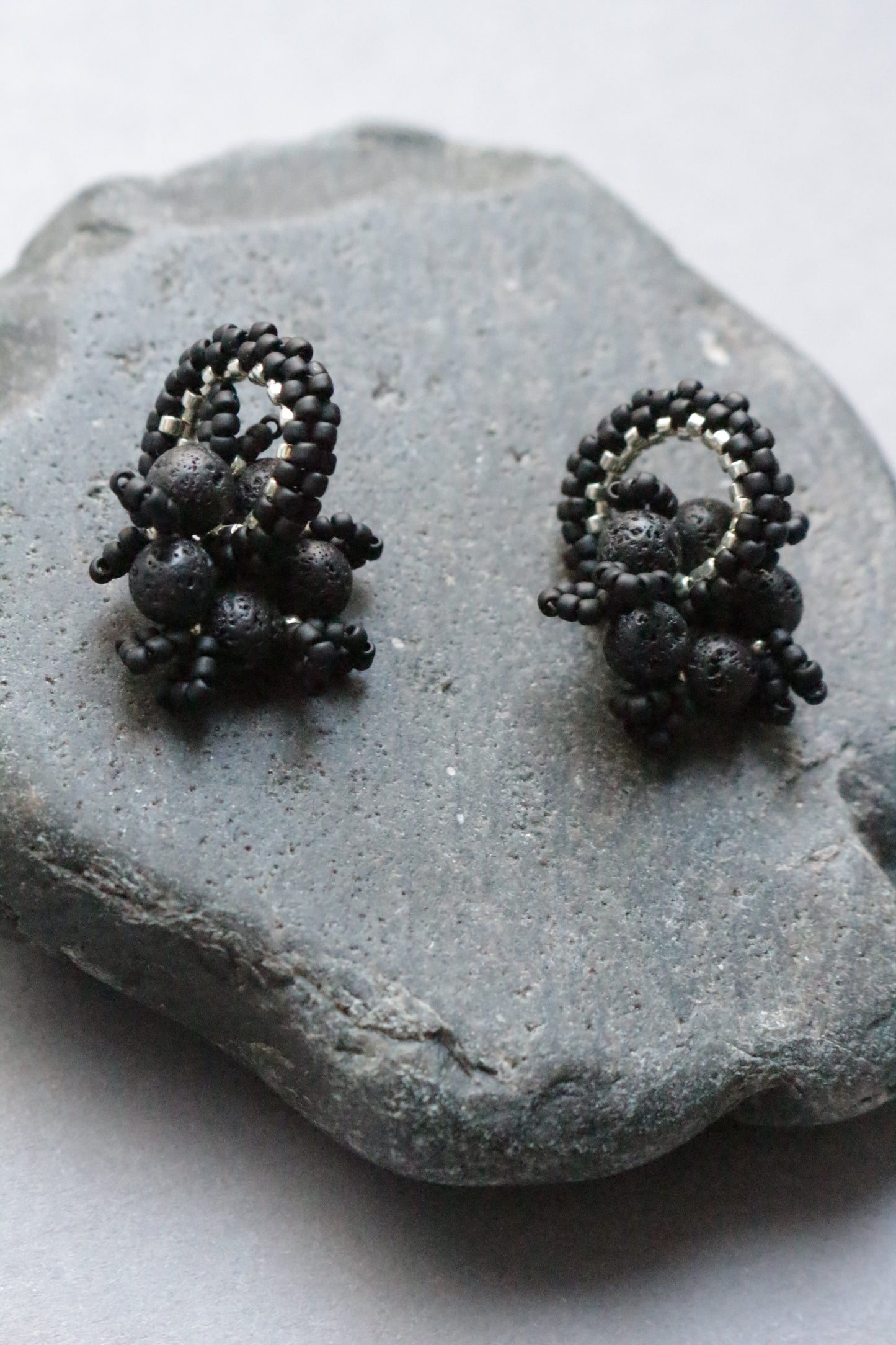 Beaded Black Earrings