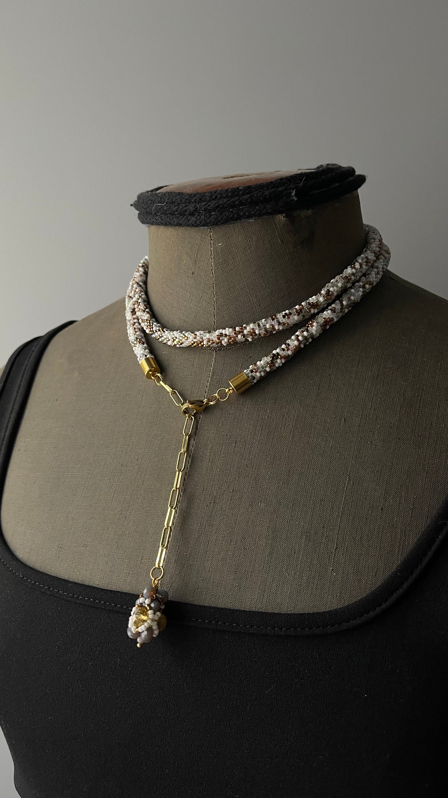 Multicolour Double Choker with Beaded Element