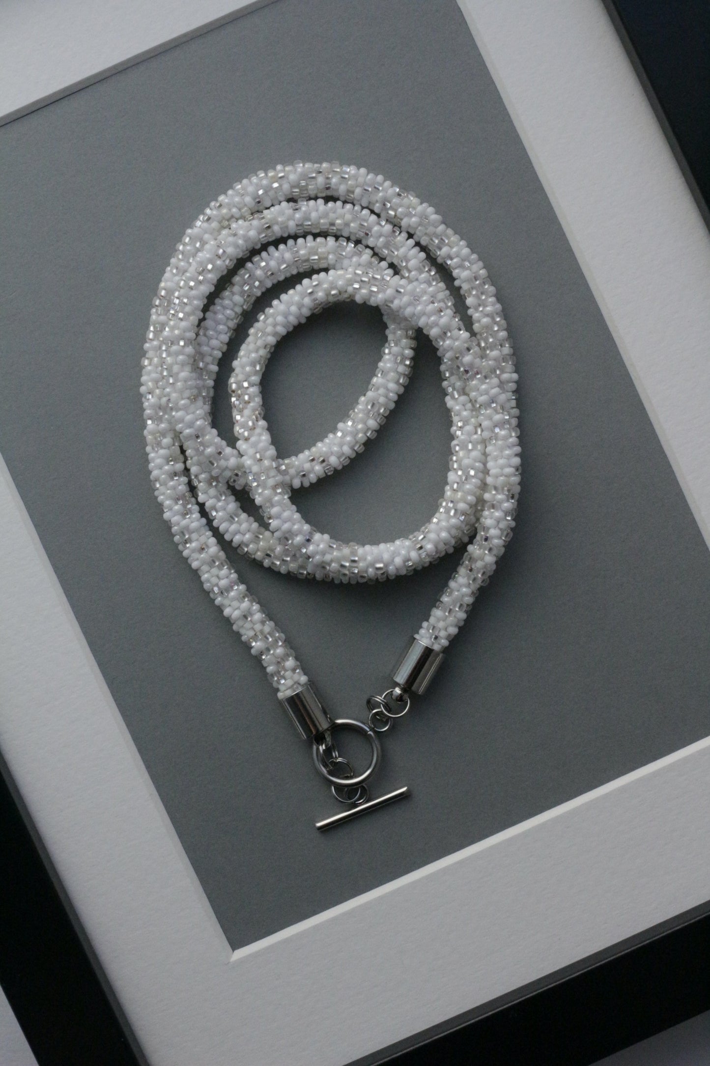 White double choker with grey accents
