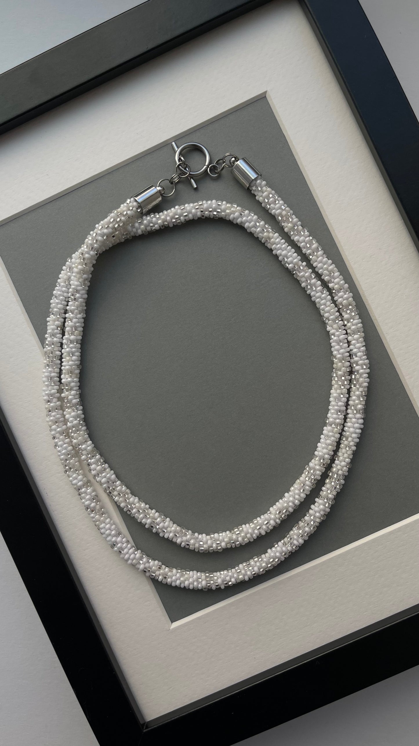 White double choker with grey accents