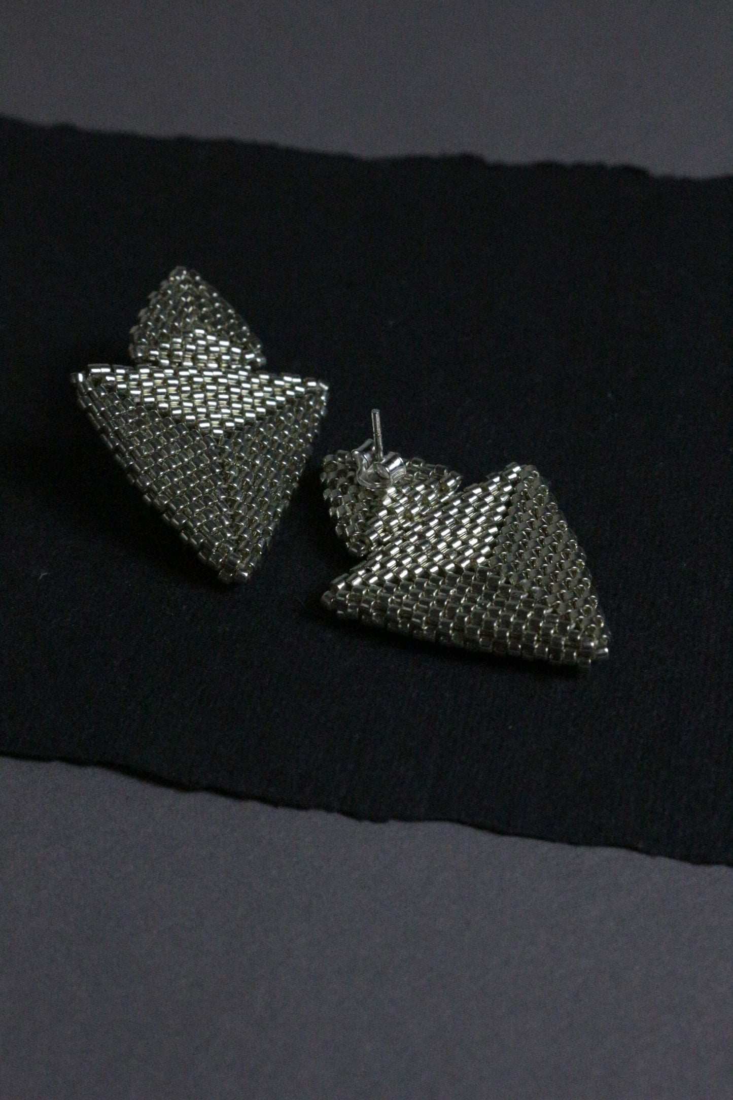 Geometric silver tone earrings
