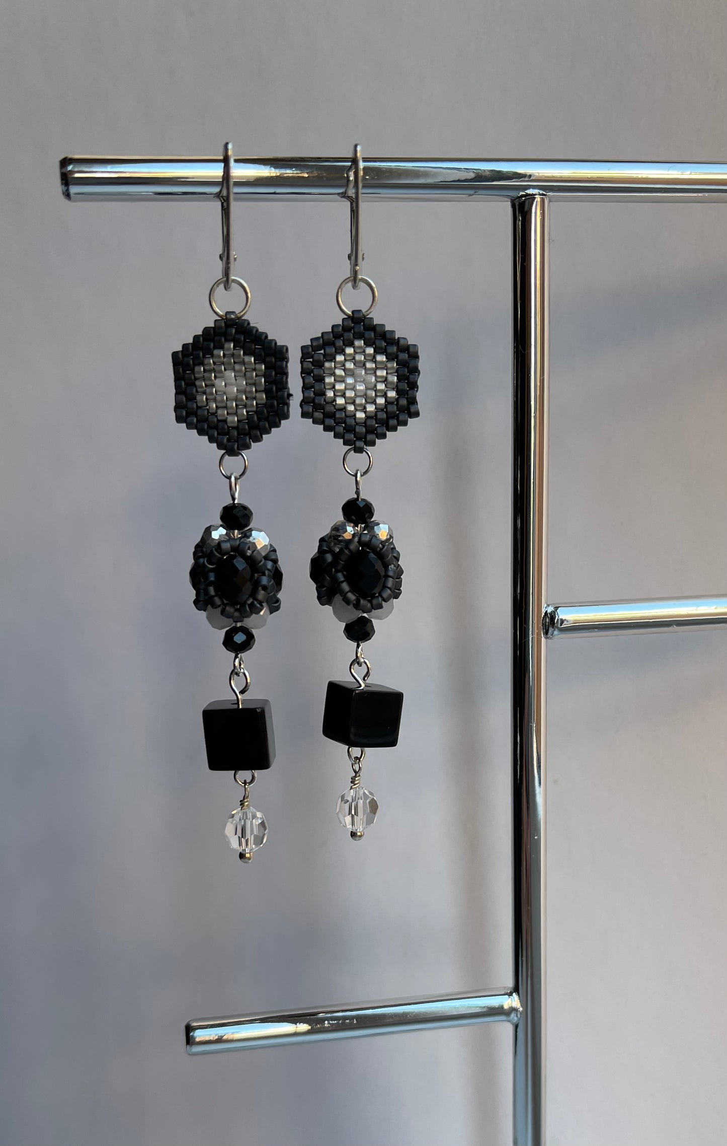 Earrings with Natural stone and beaded elements