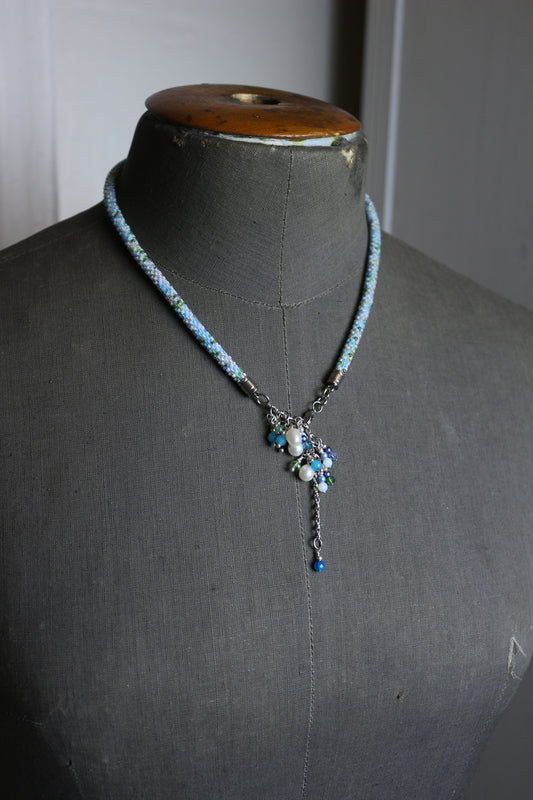 Beautiful blue mix shades necklace that can also be worn as a bracelet