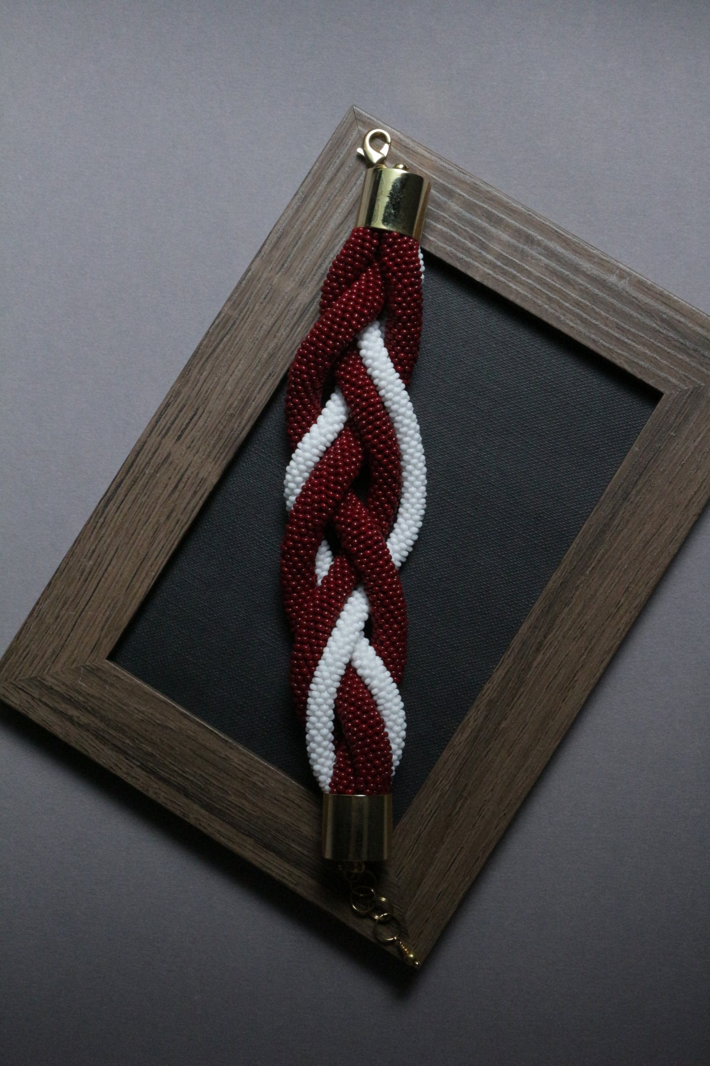 Red and White Braided Large Bracelet