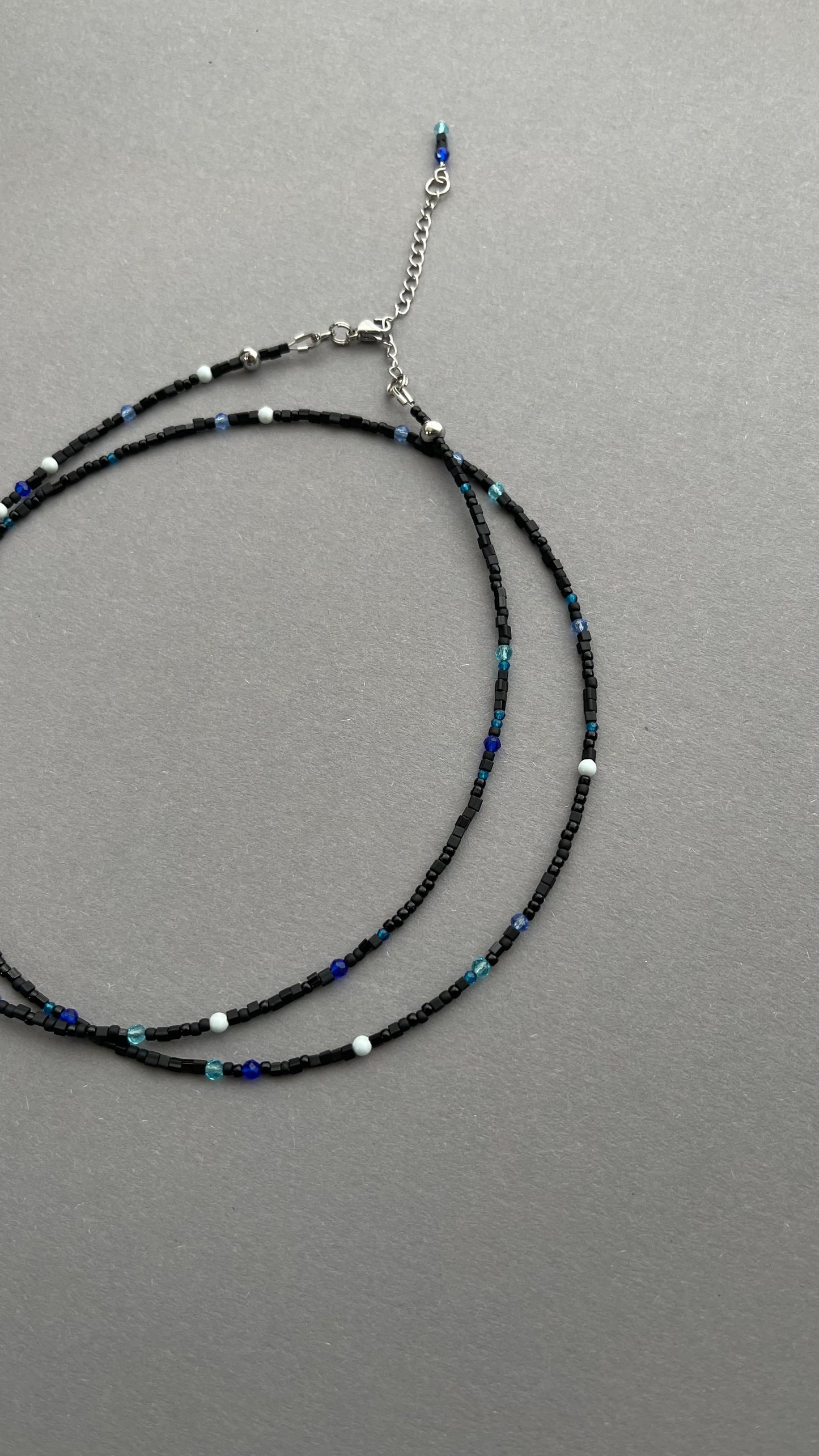 Black with Blue double choker