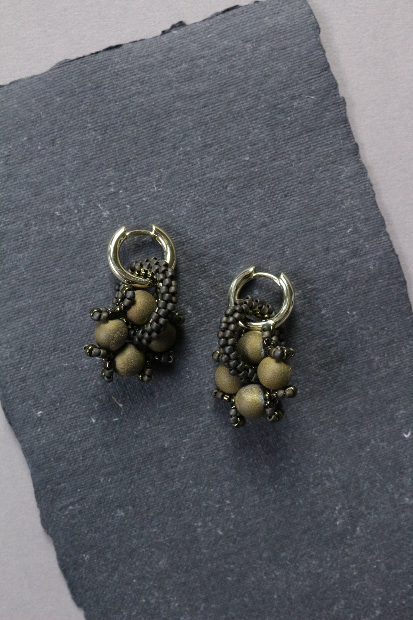 Brown beaded earrings