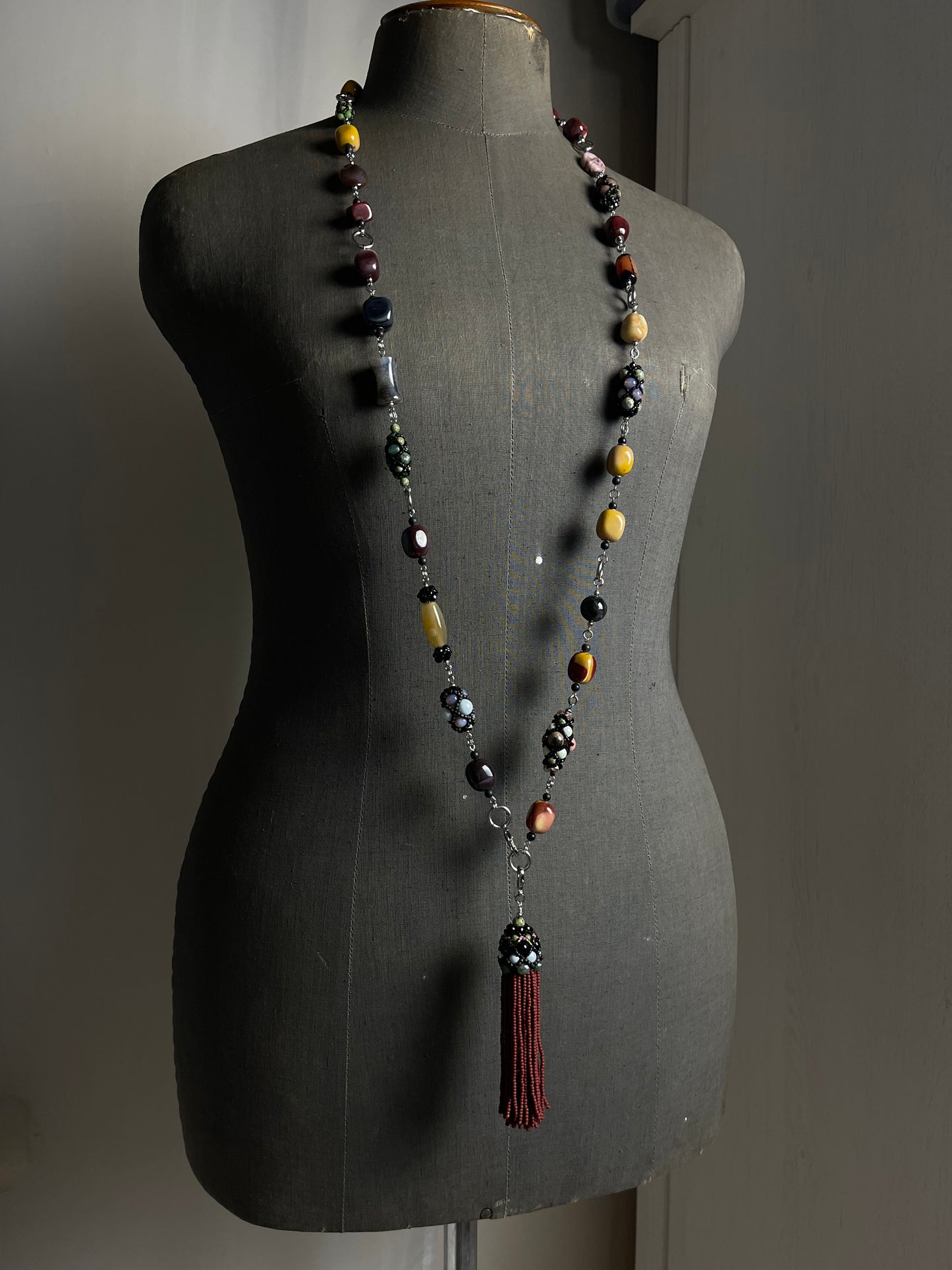 Long Transform Necklace with removable beaded element