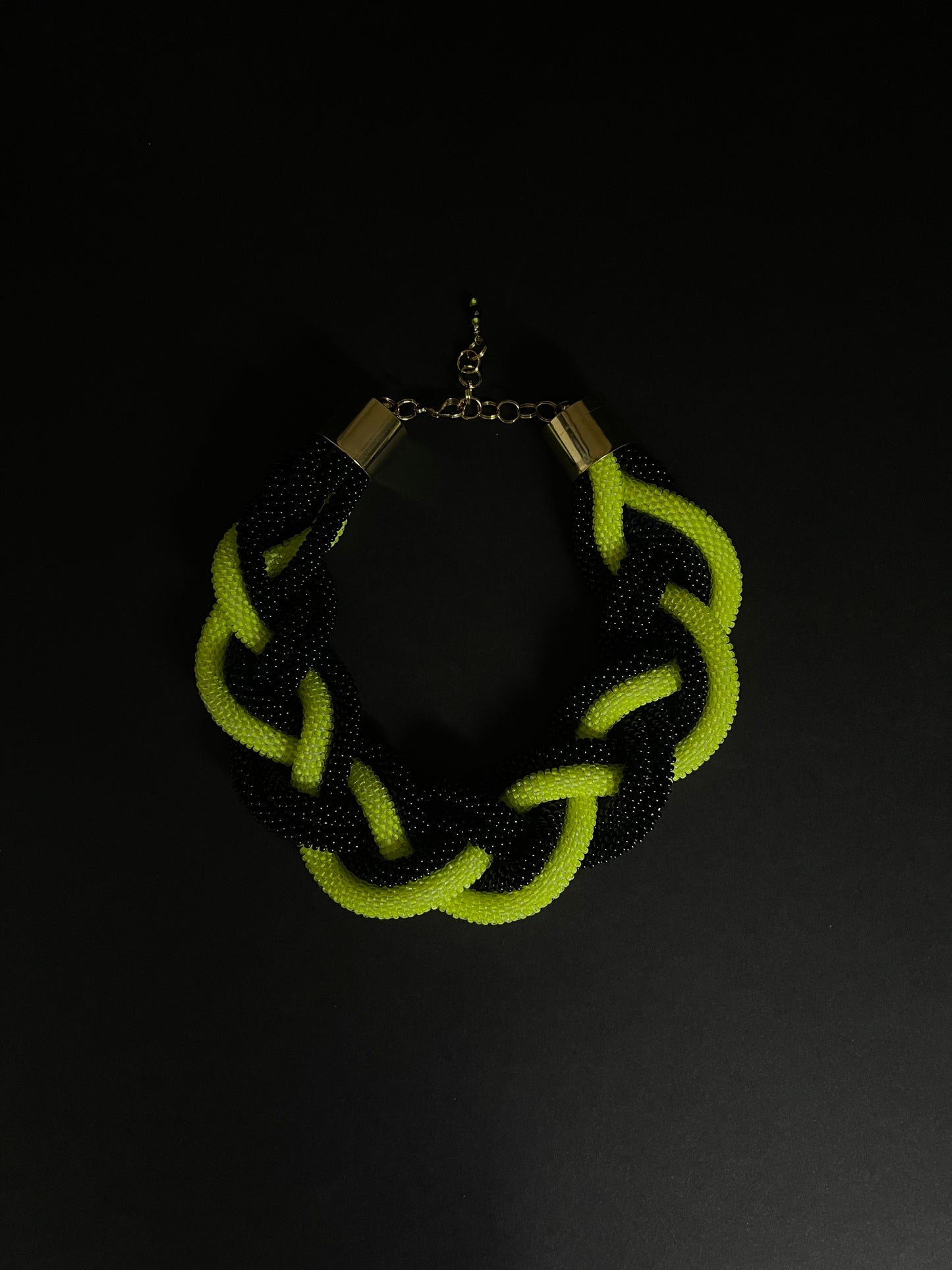 Black and neon seed beads necklace