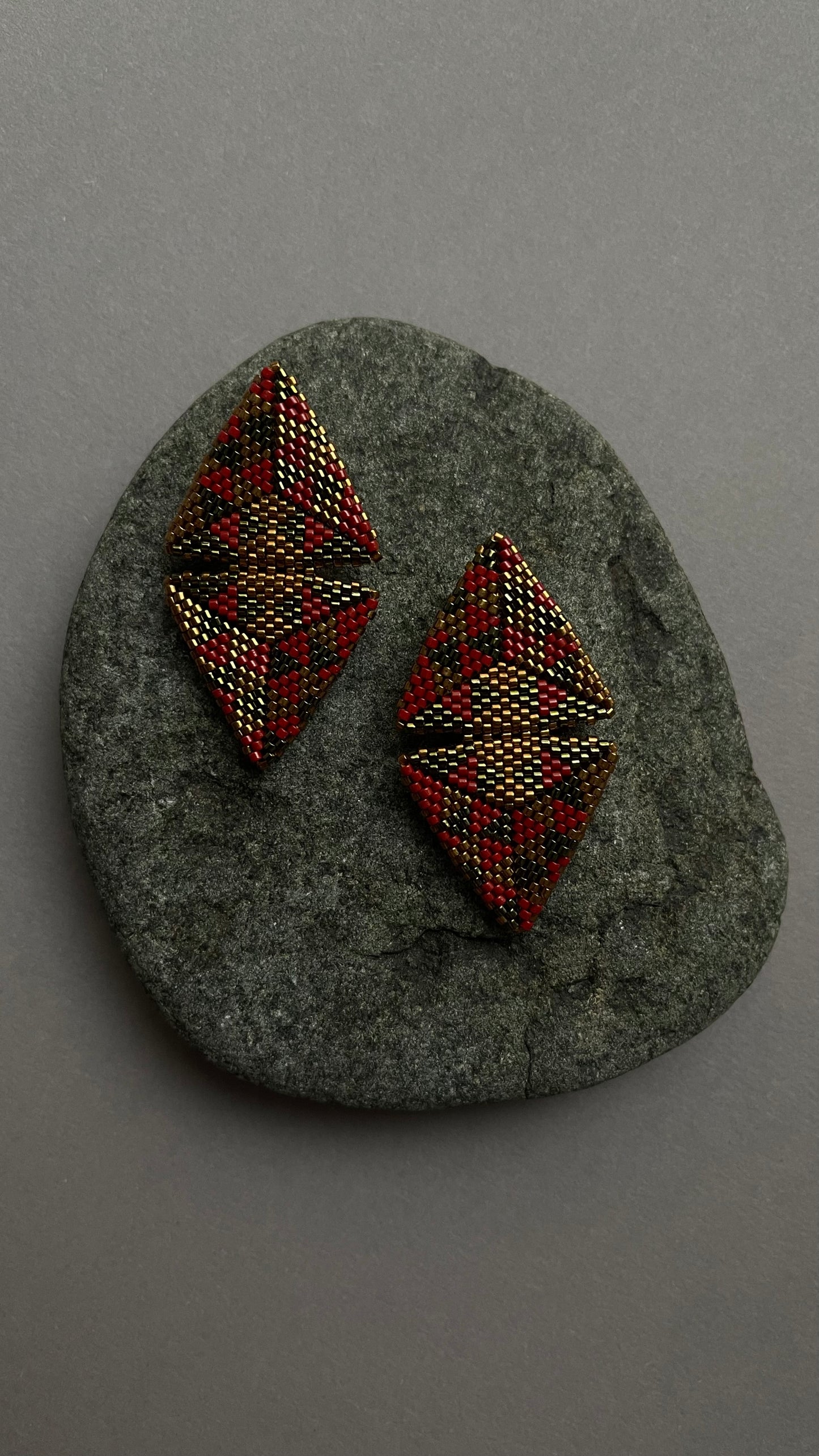 Large triangle seed beads earrings