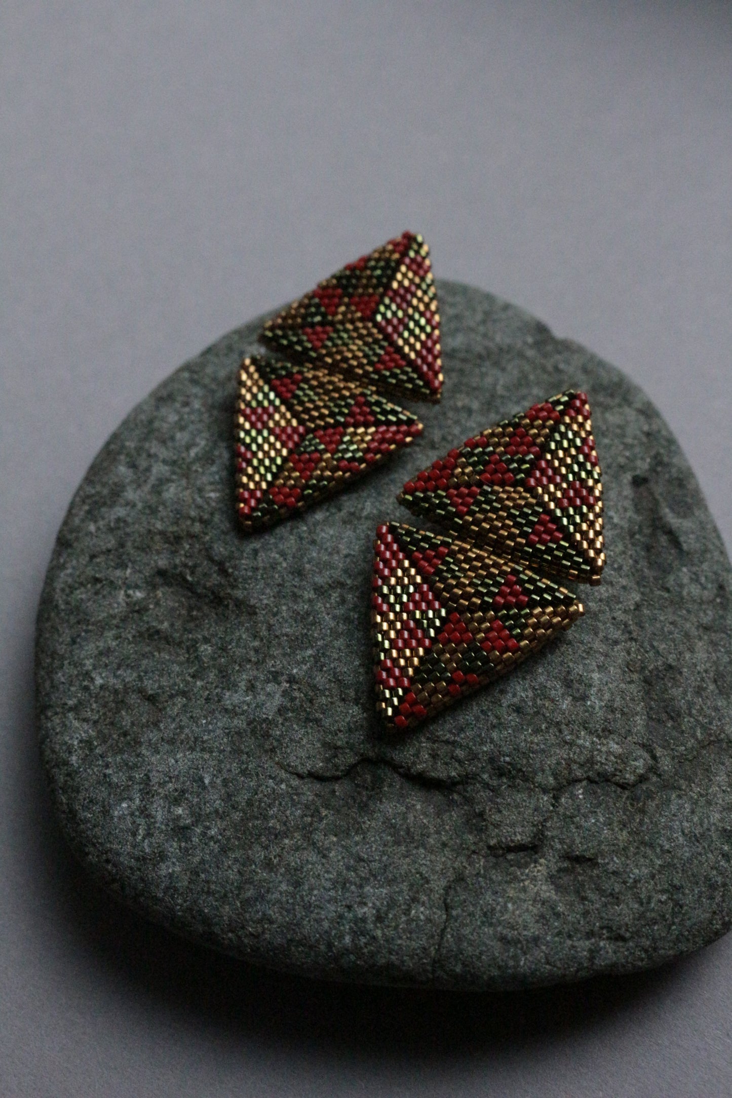 Large triangle seed beads earrings