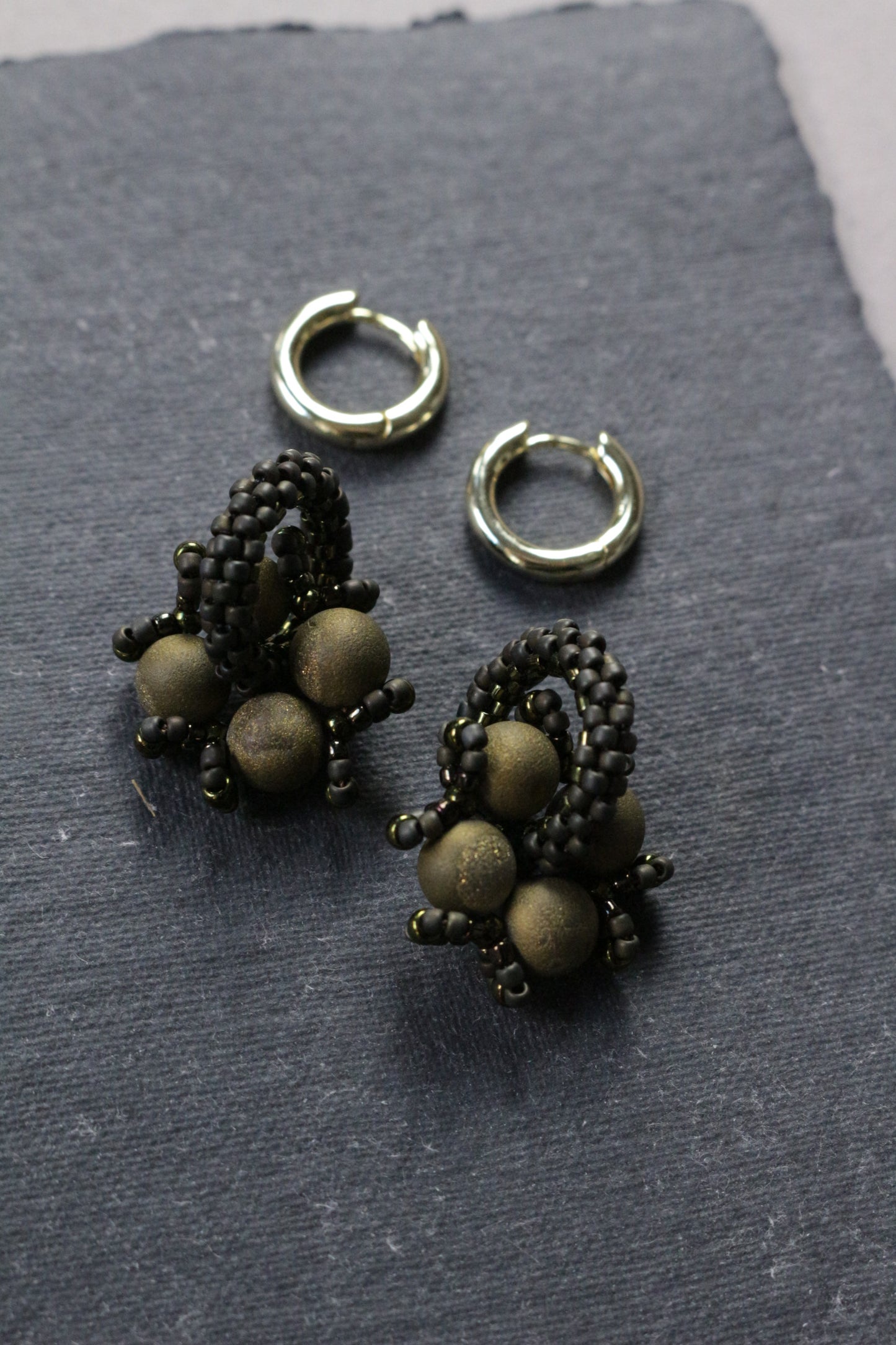 Brown beaded earrings