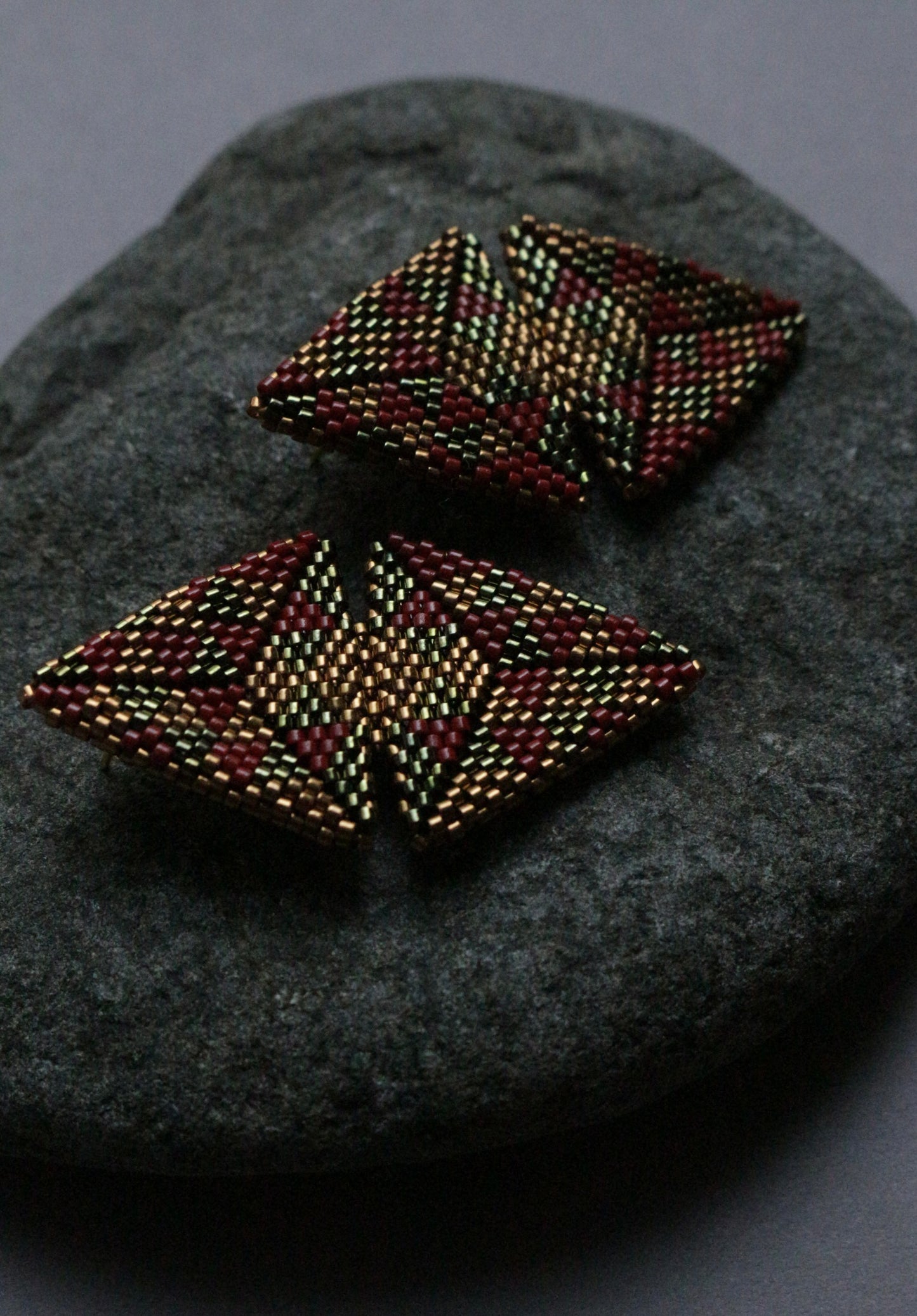 Large triangle seed beads earrings