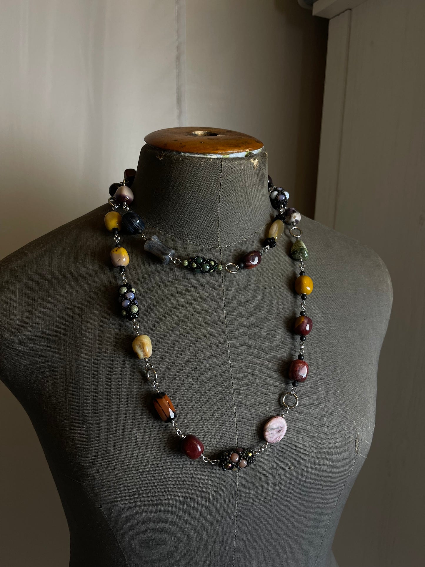 Long Transform Necklace with removable beaded element