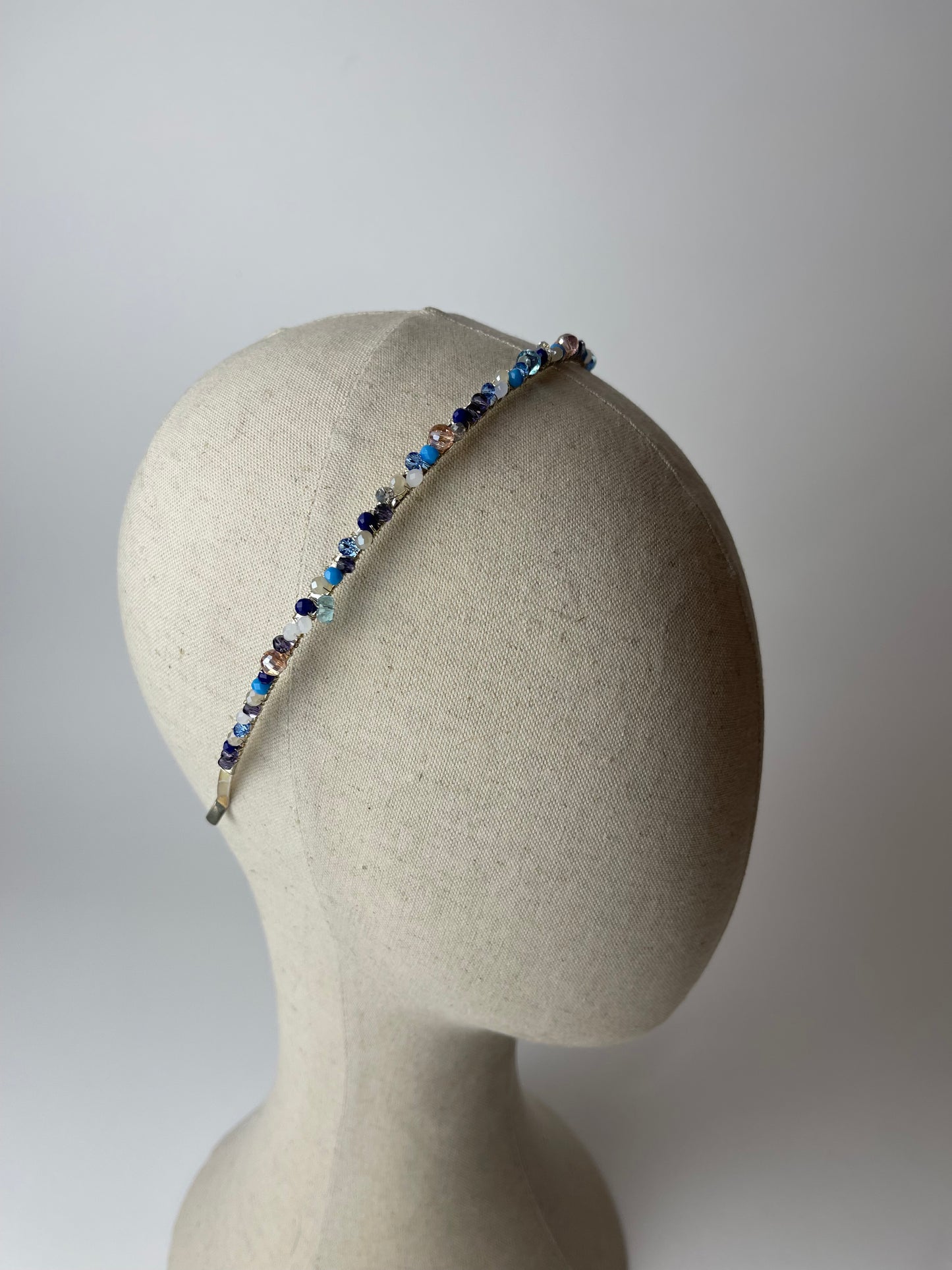 Hair band with blue, pink crystal