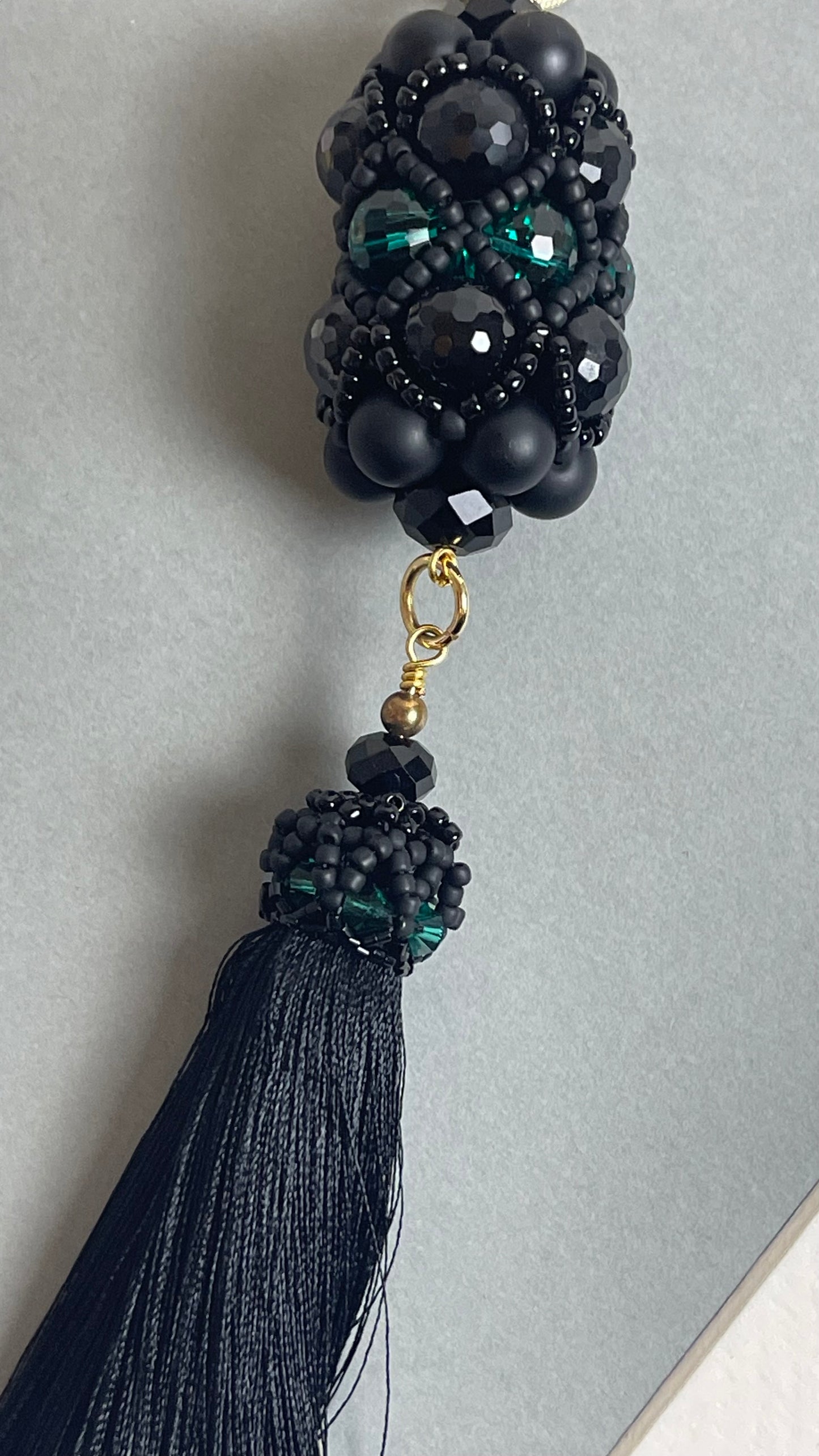 Long Necklace with black beaded element