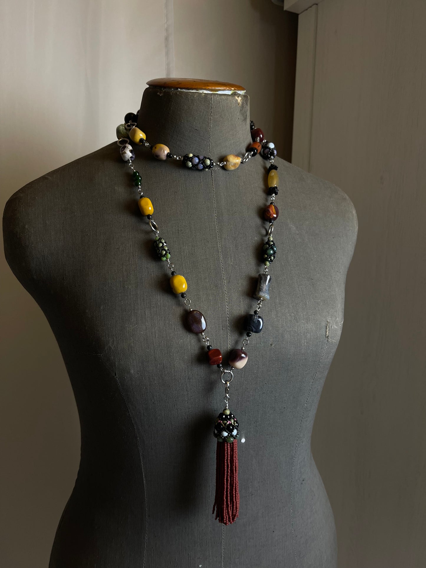 Long Transform Necklace with removable beaded element