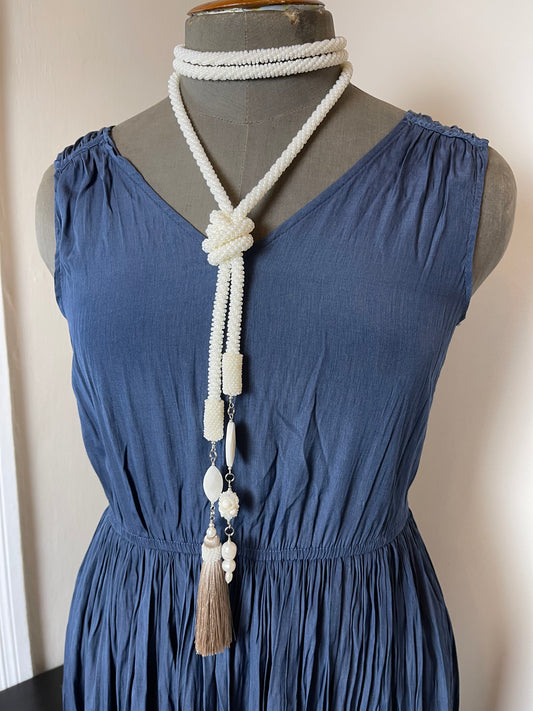 Large champagne colour long Necklace - Lariat