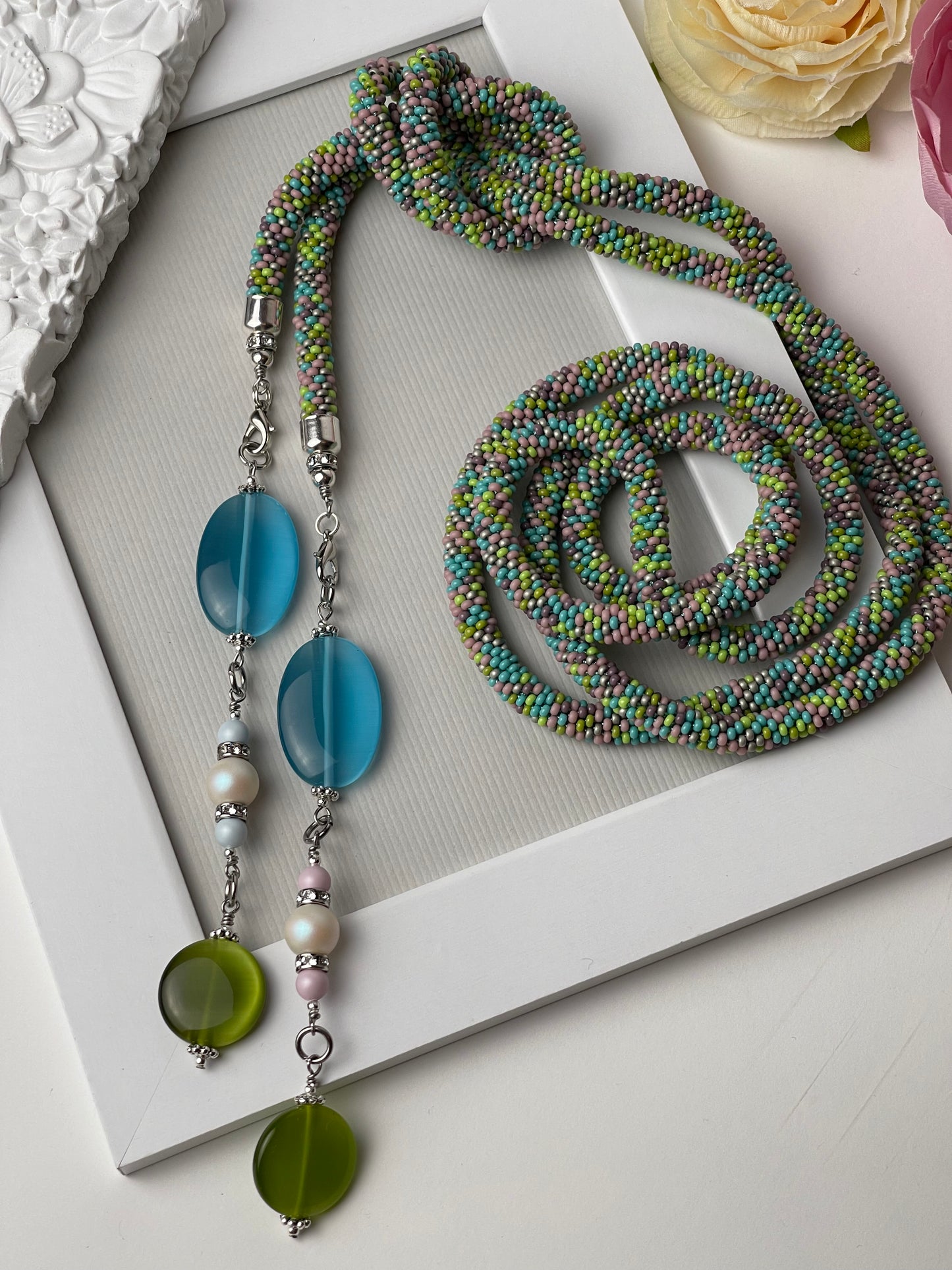 Long Multicolour Necklace - Lariat