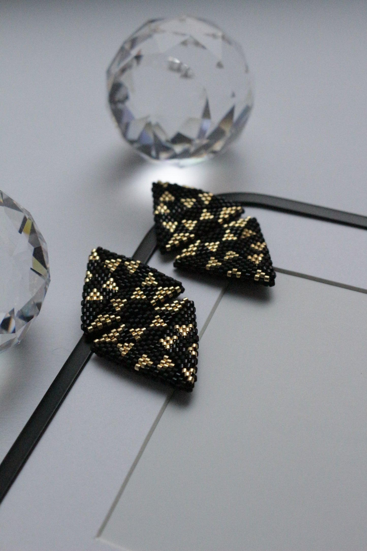 Large triangle seed beads earrings