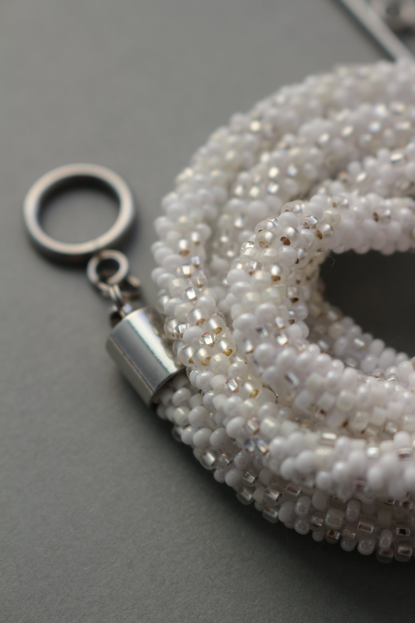 White double choker with grey accents