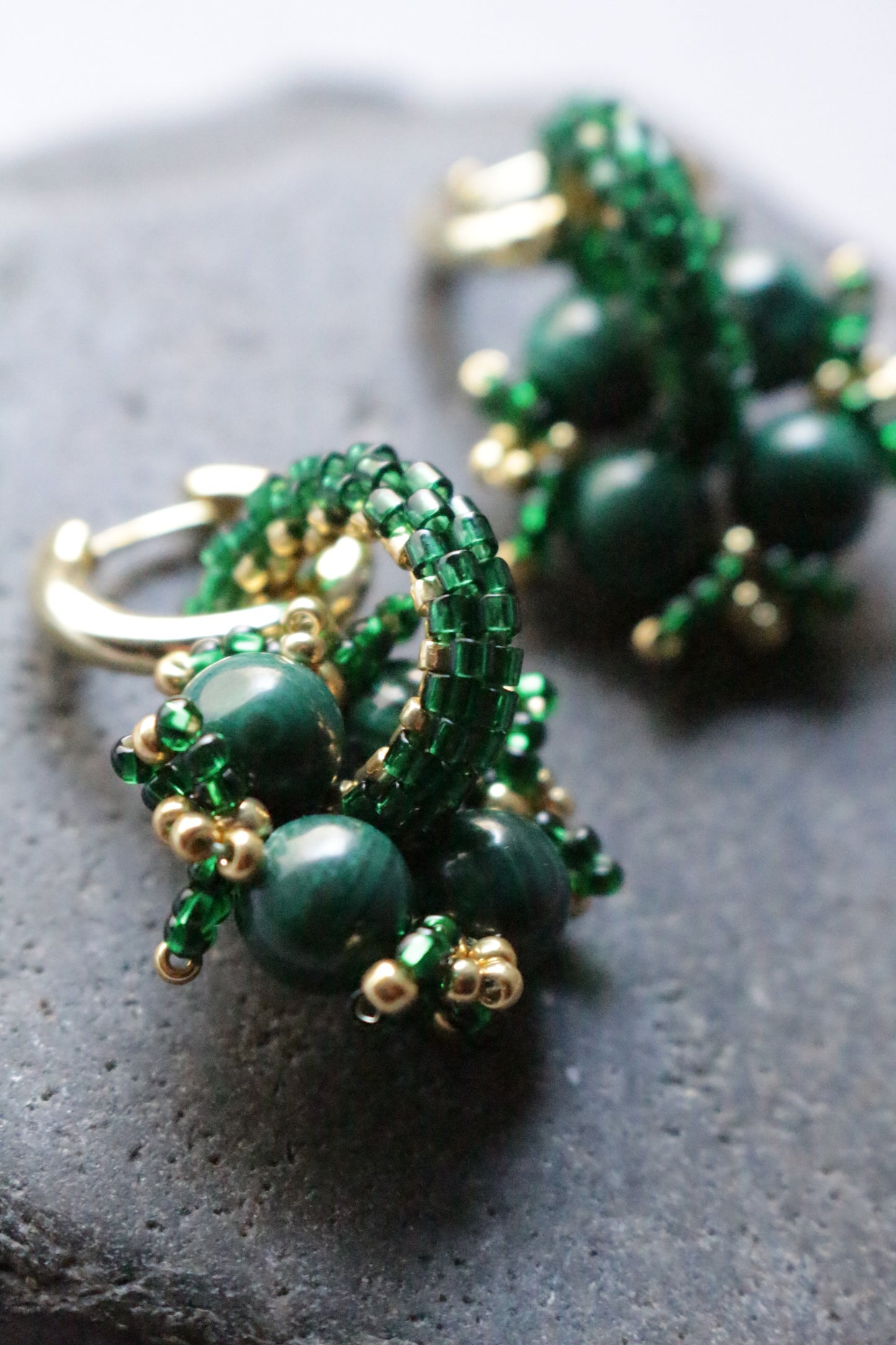 Green Beaded earrings