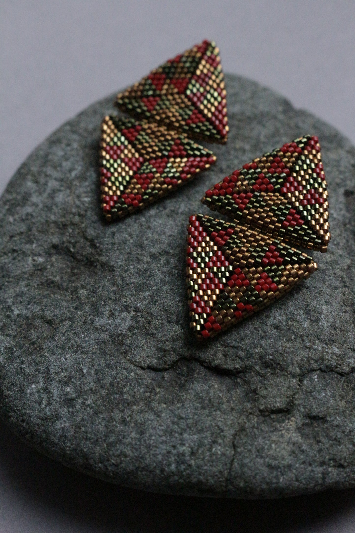 Large triangle seed beads earrings