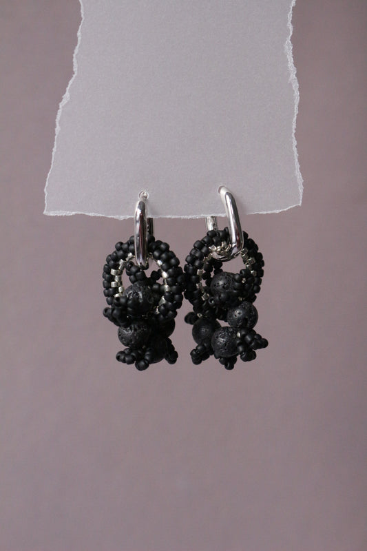 Beaded Black Earrings