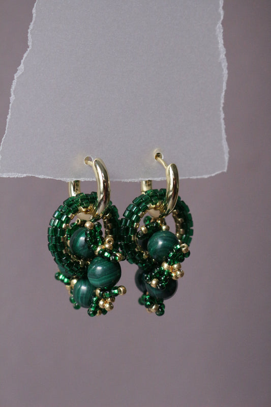Green Beaded earrings