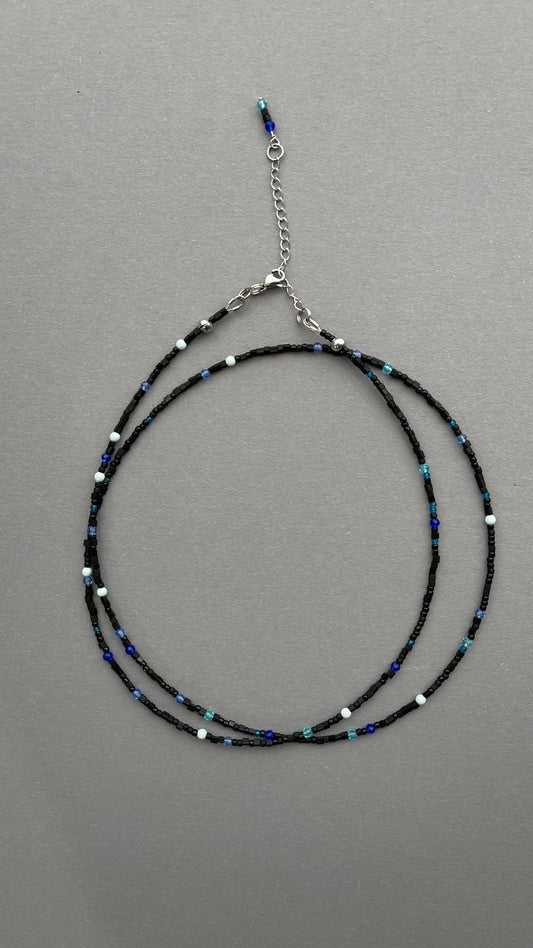Black with Blue double choker