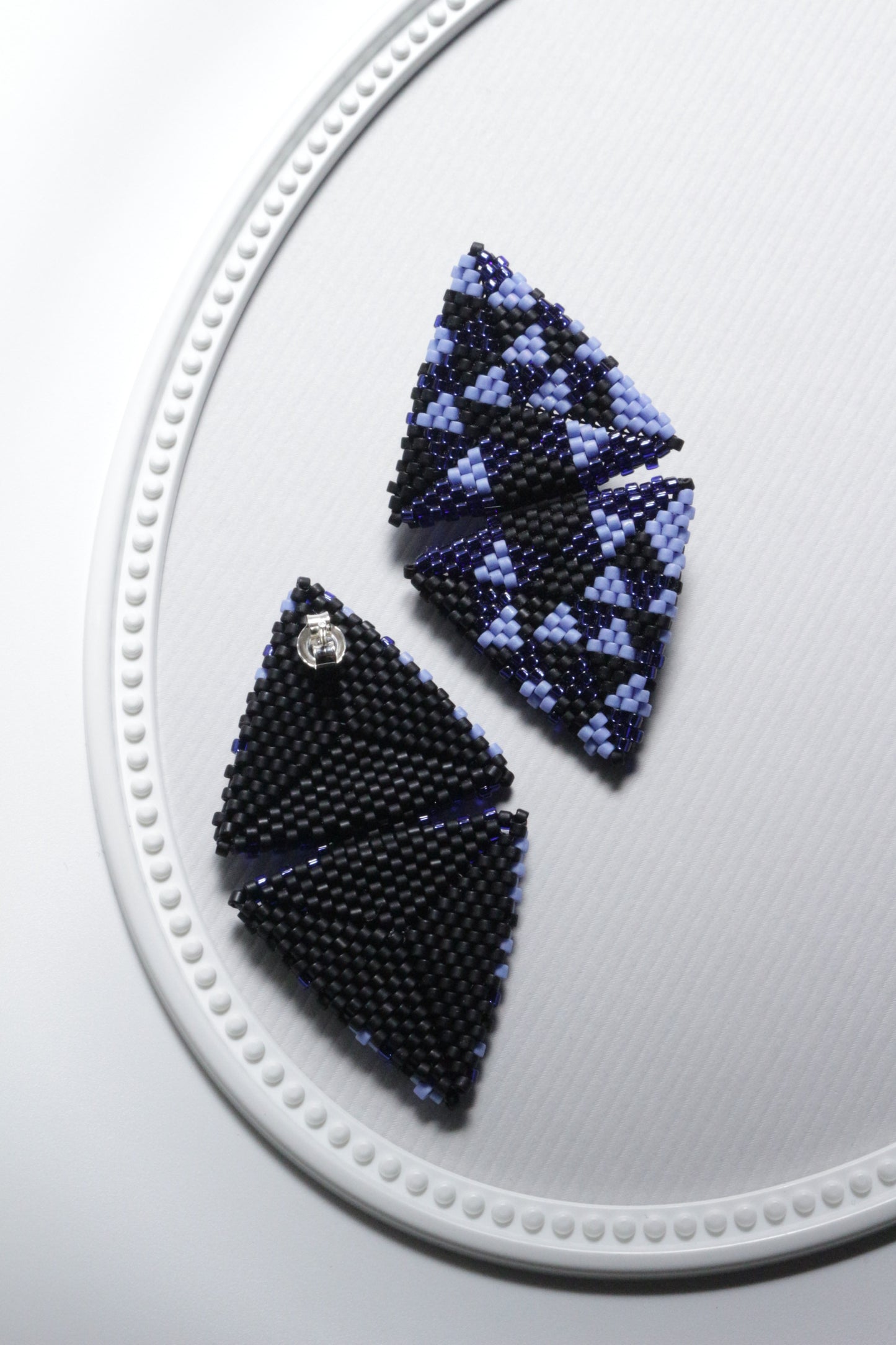 Large Triangle Blue Earrings